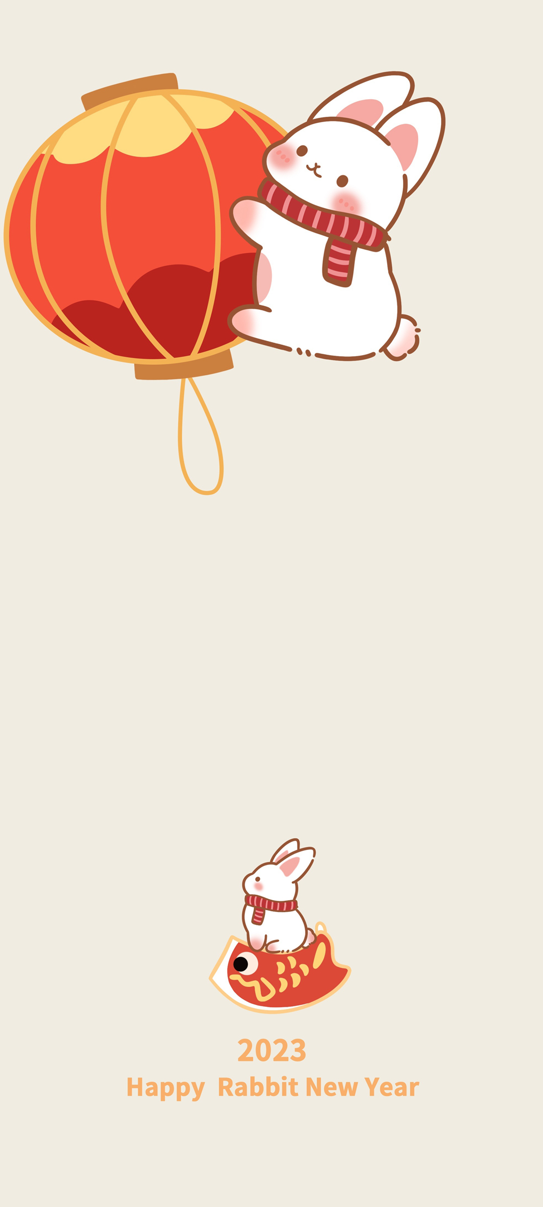 可爱兔子 灯笼 新年 简约 高清手机 壁纸