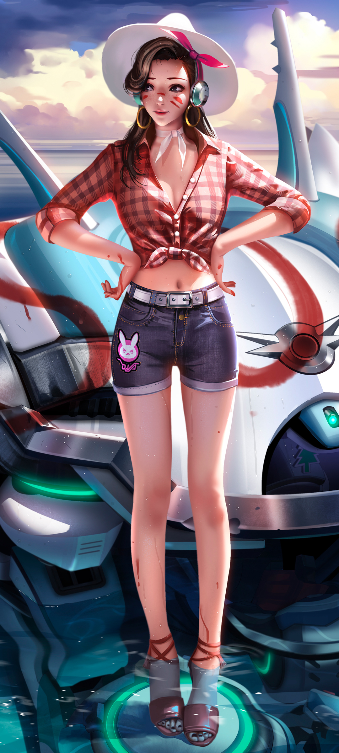 dva 海边 清凉夏装 牛仔短裤美女宋哈娜高清手机壁纸