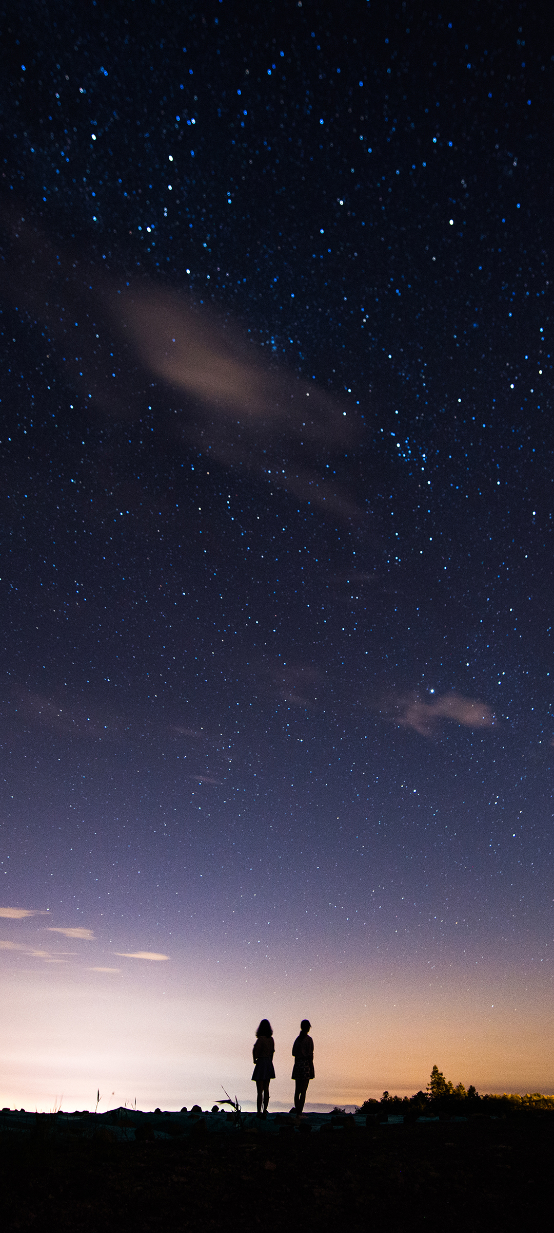 星空 晚上 两个女孩 唯美 高清手机壁纸