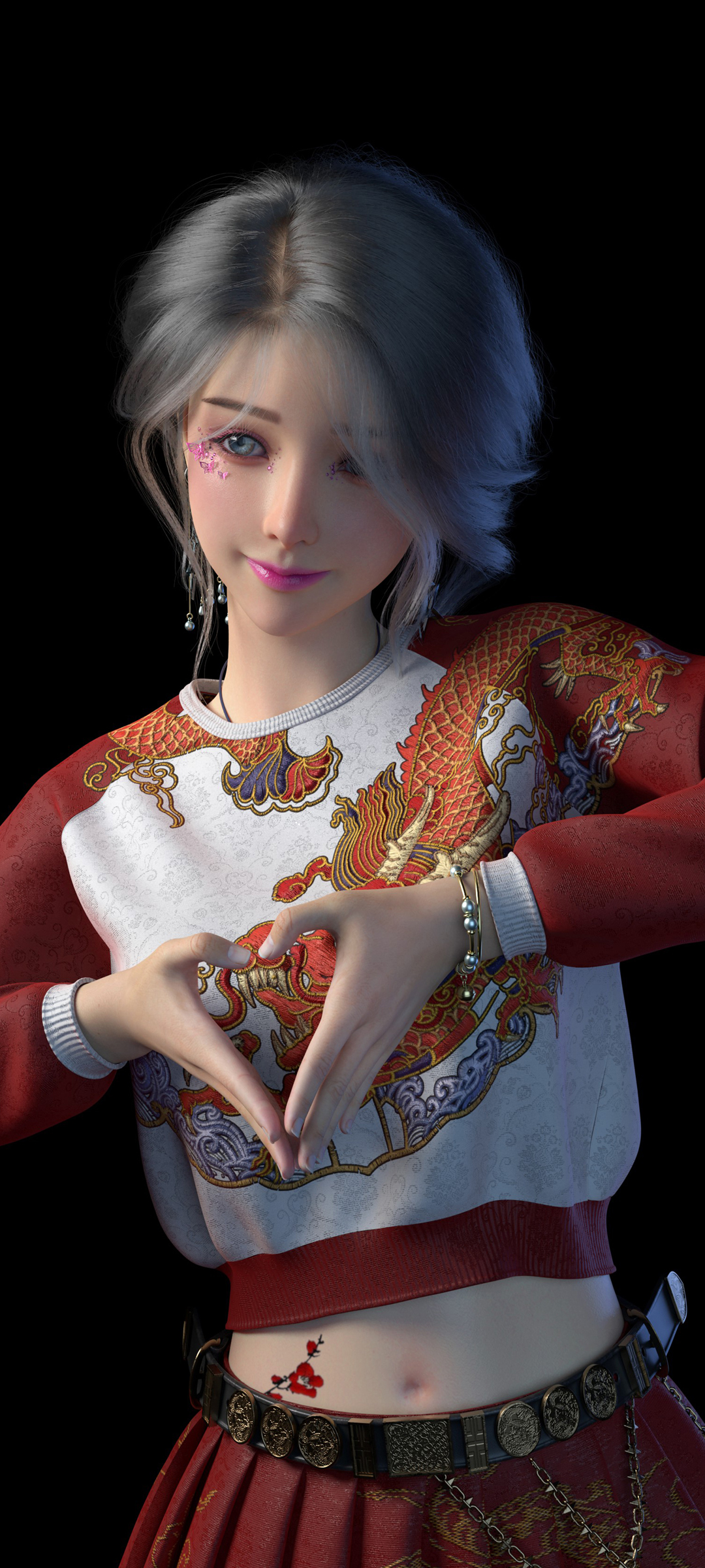 国风 可爱 3d 美女 比心 高清手机壁纸