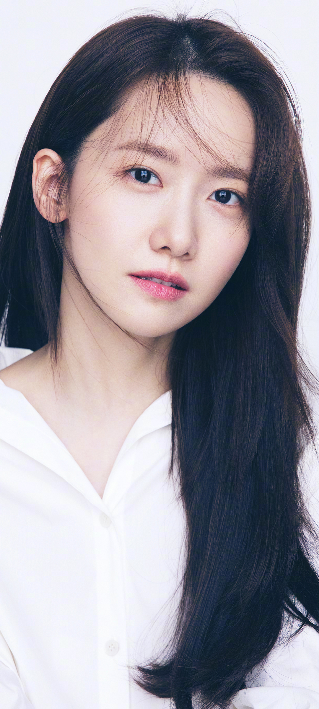 长发白色衬衫美女林允儿高清手机壁纸桌面