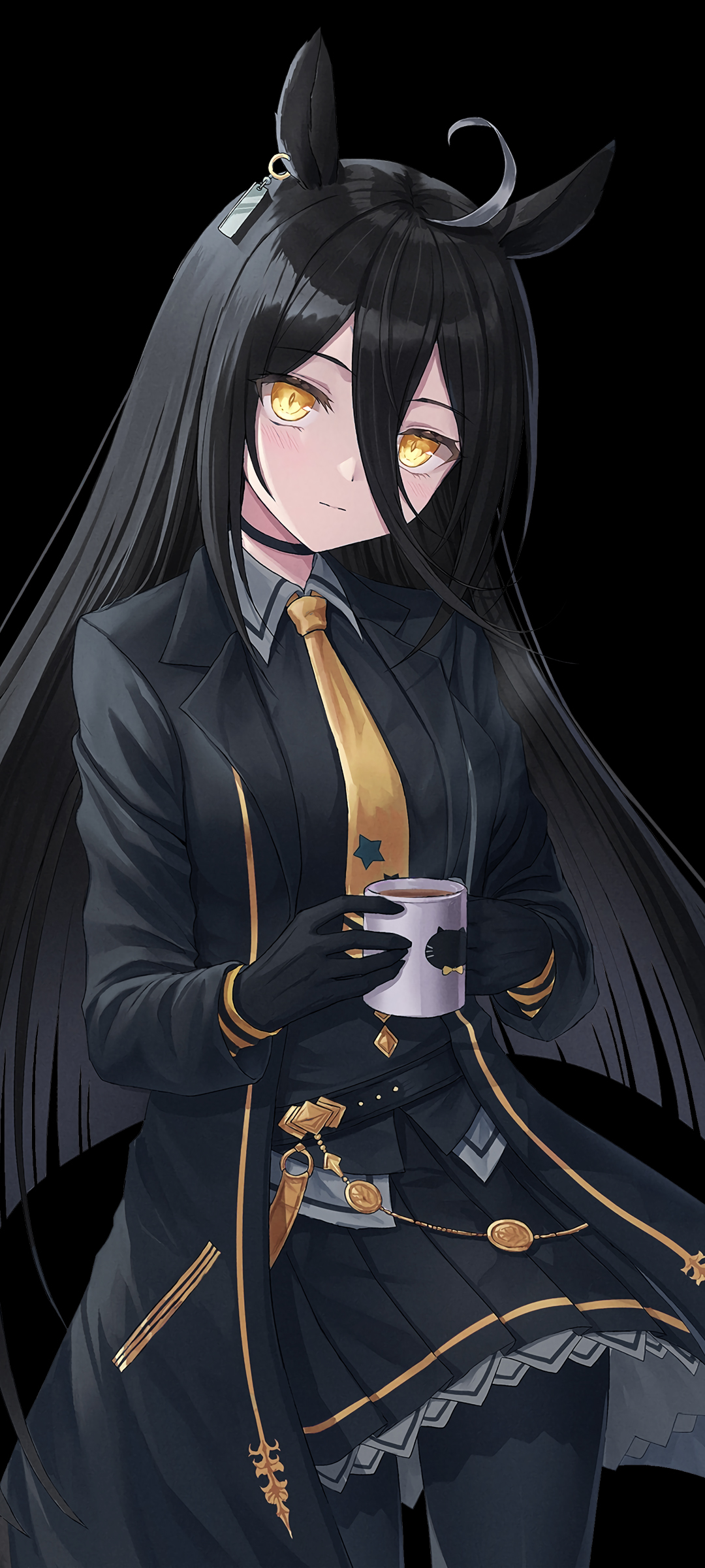 长发黑色裙子动漫少女高清手机壁纸