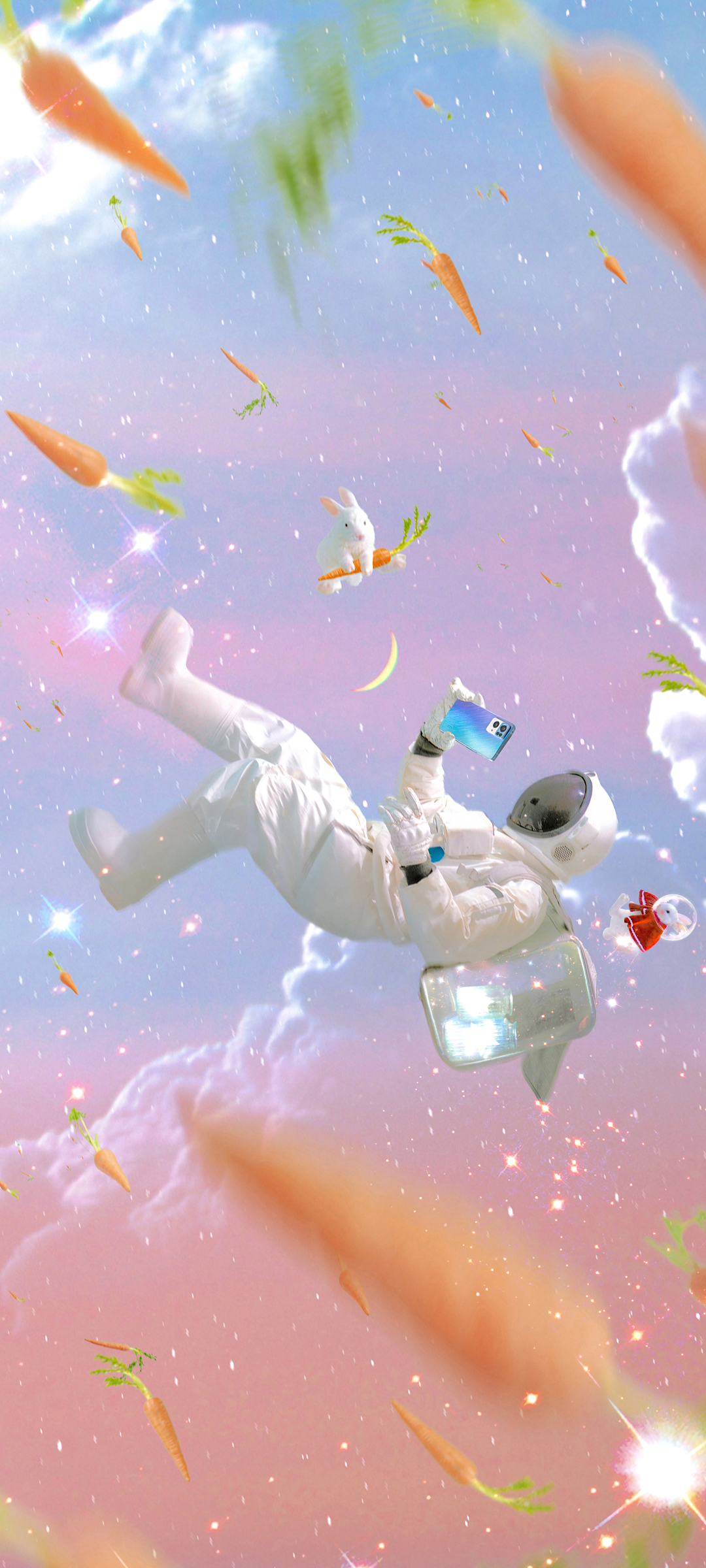 太空 旅行 小兔子 红萝卜 创意高清手机壁纸