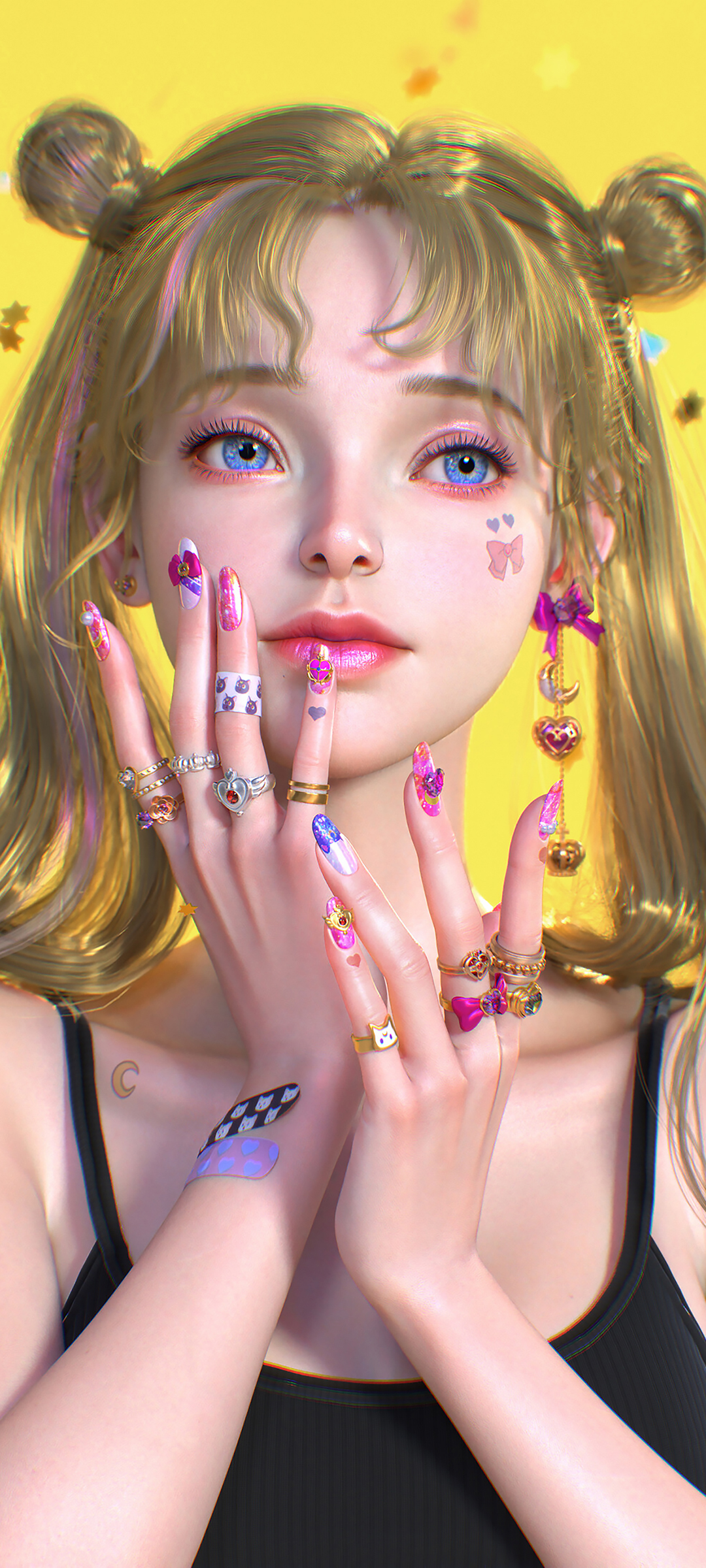 3D 丸子头 动漫女孩高清手机壁纸
