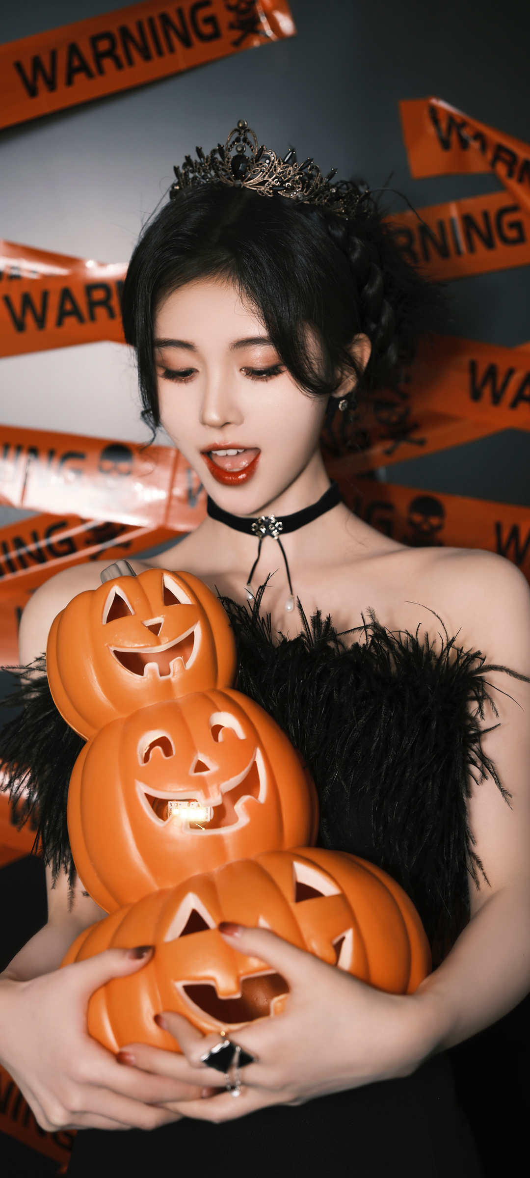 鞠婧祎 万圣节 南瓜 美女 高清手机壁纸