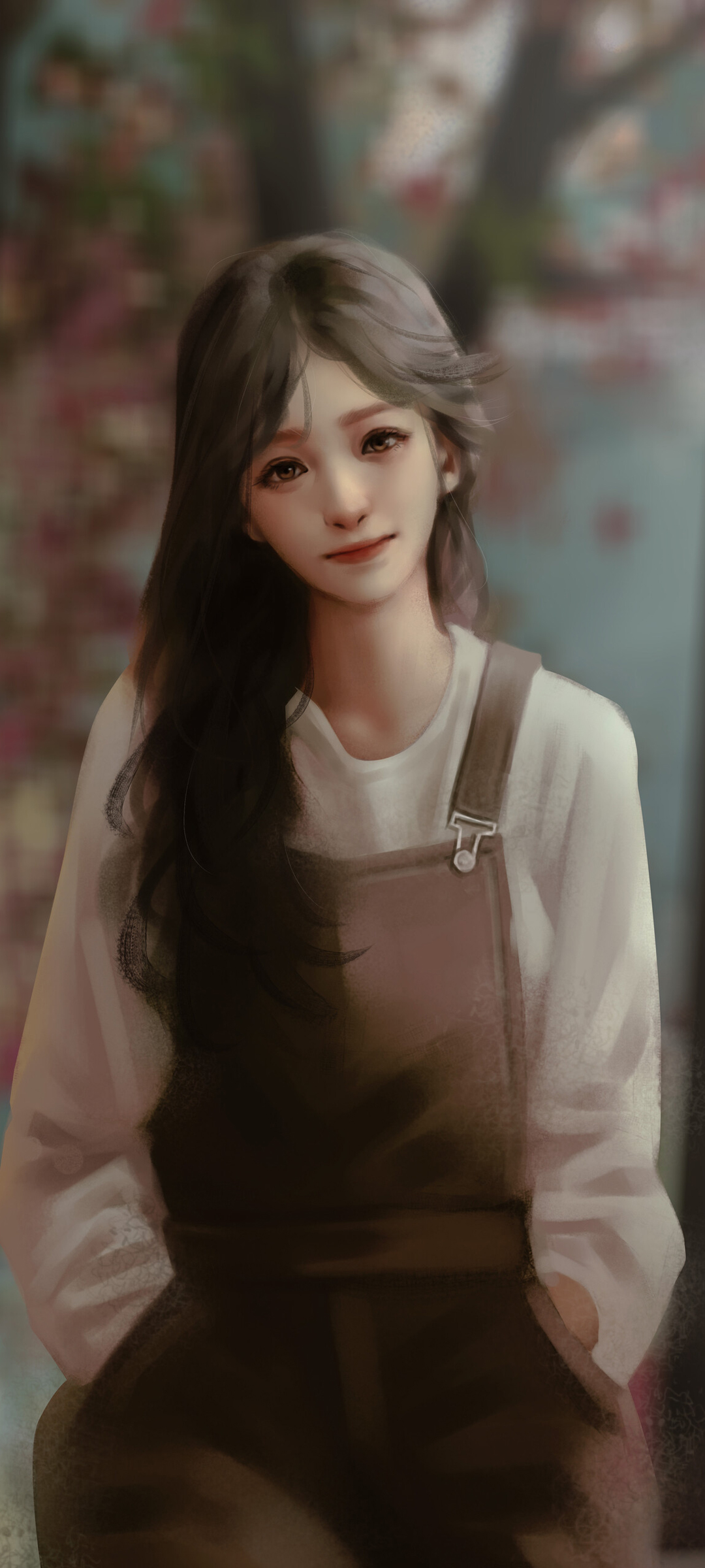 动漫背带裤女孩高清手机壁纸