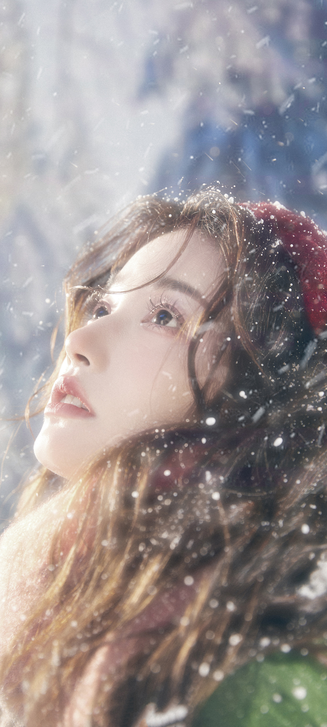 雪 阳光 温暖干净 美女 高清手机壁纸