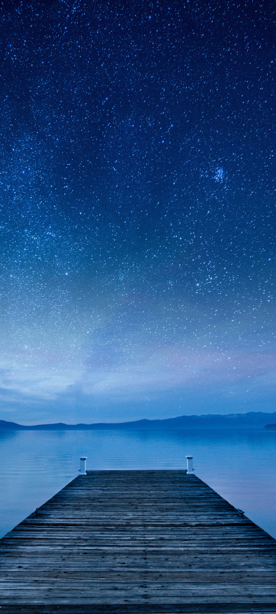 星空 湖 码头 风景高清手机壁纸
