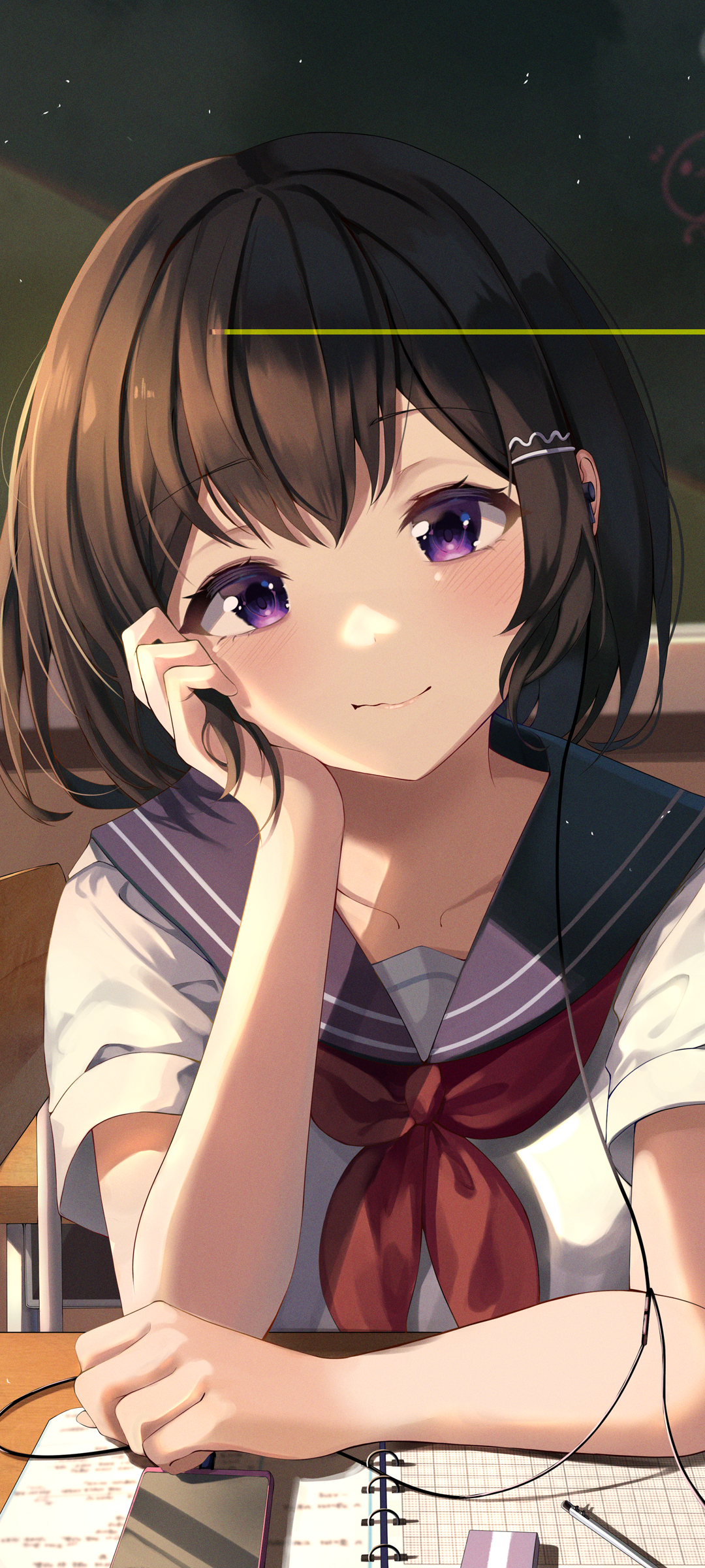教室班级可爱女学生校服动漫高清手机壁纸