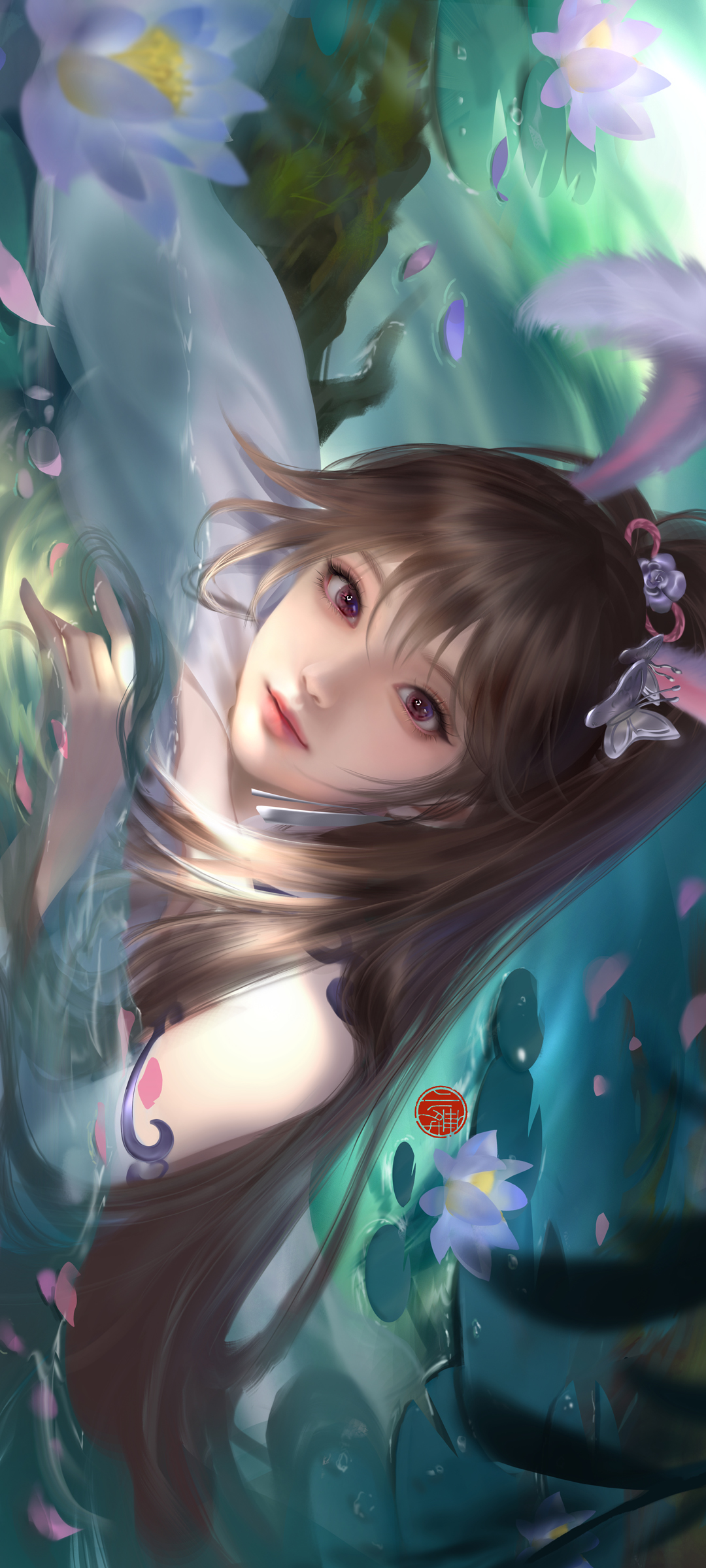 小舞 荷花 唯美 全屏高清手机壁纸图片