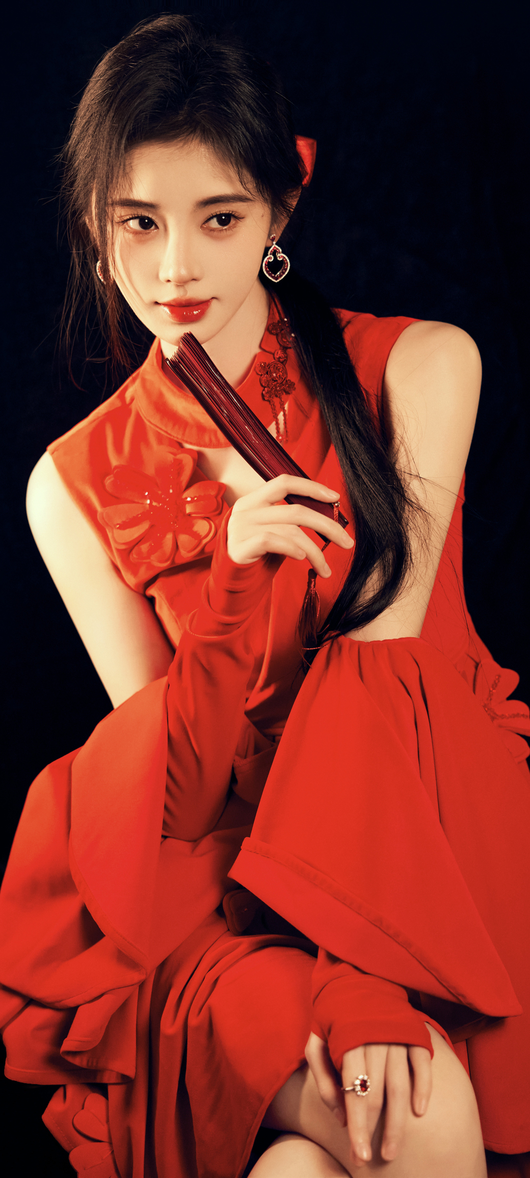中国风 红色裙子 鞠婧祎美女高清手机壁纸
