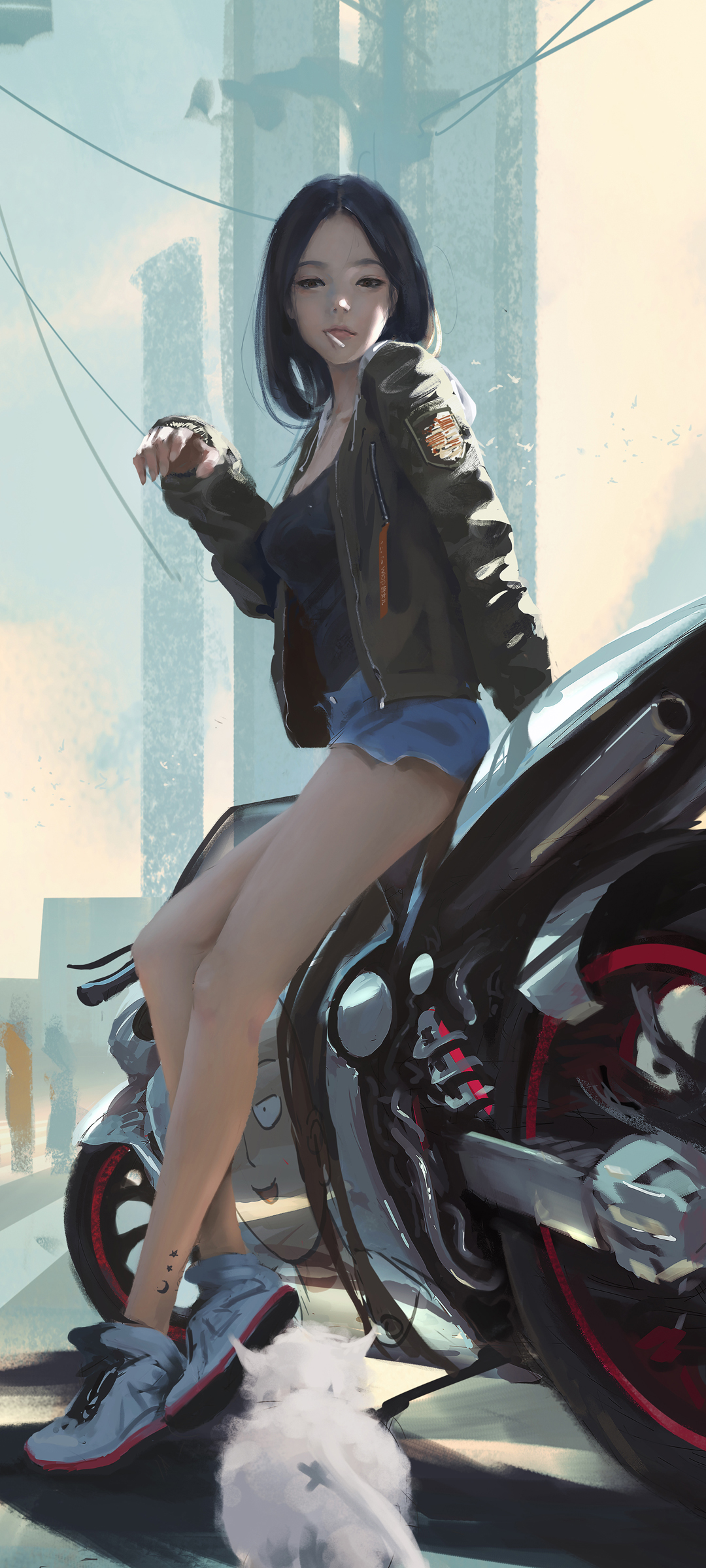 可爱少女运动鞋 摩托车 鬼刀高清手机壁纸