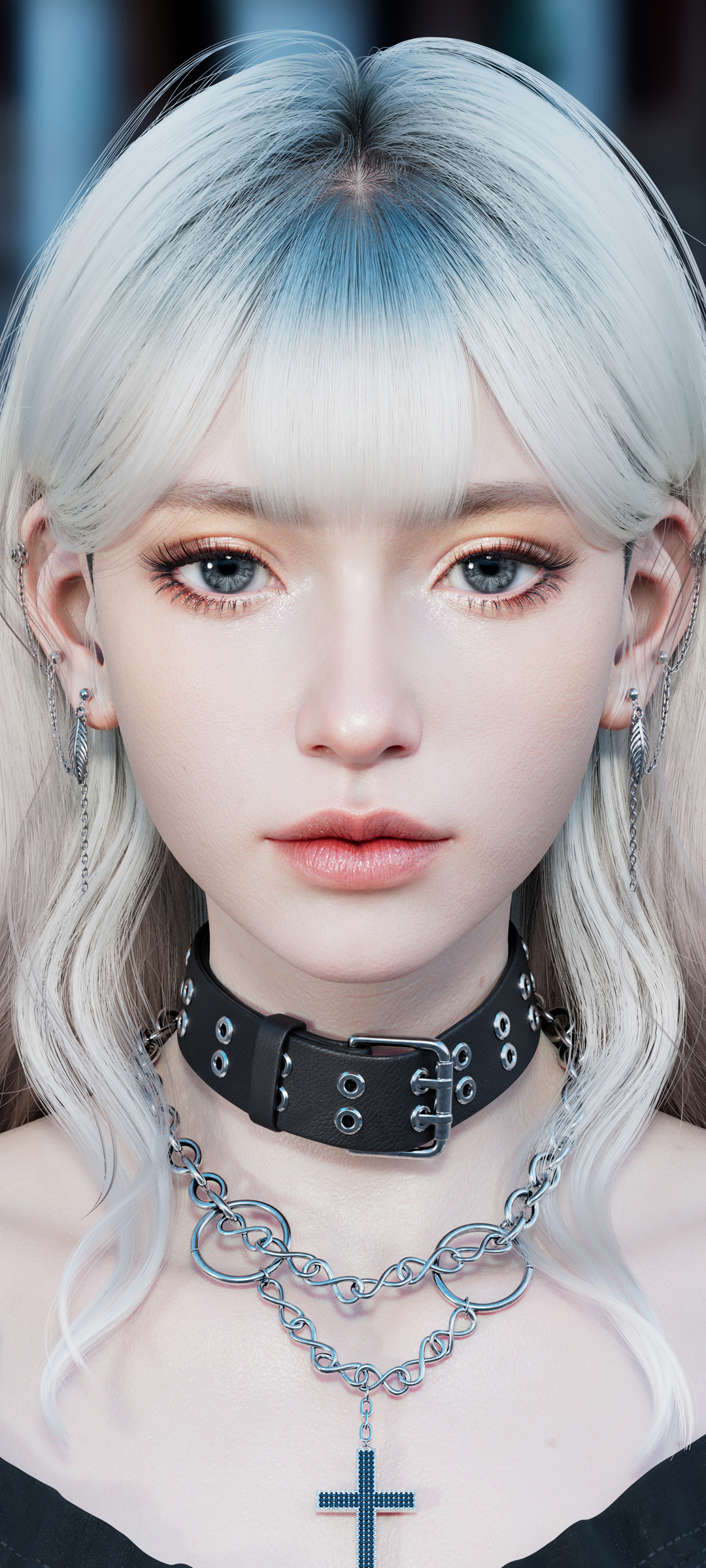 金发大波浪卷发3d美女人物高清手机壁纸