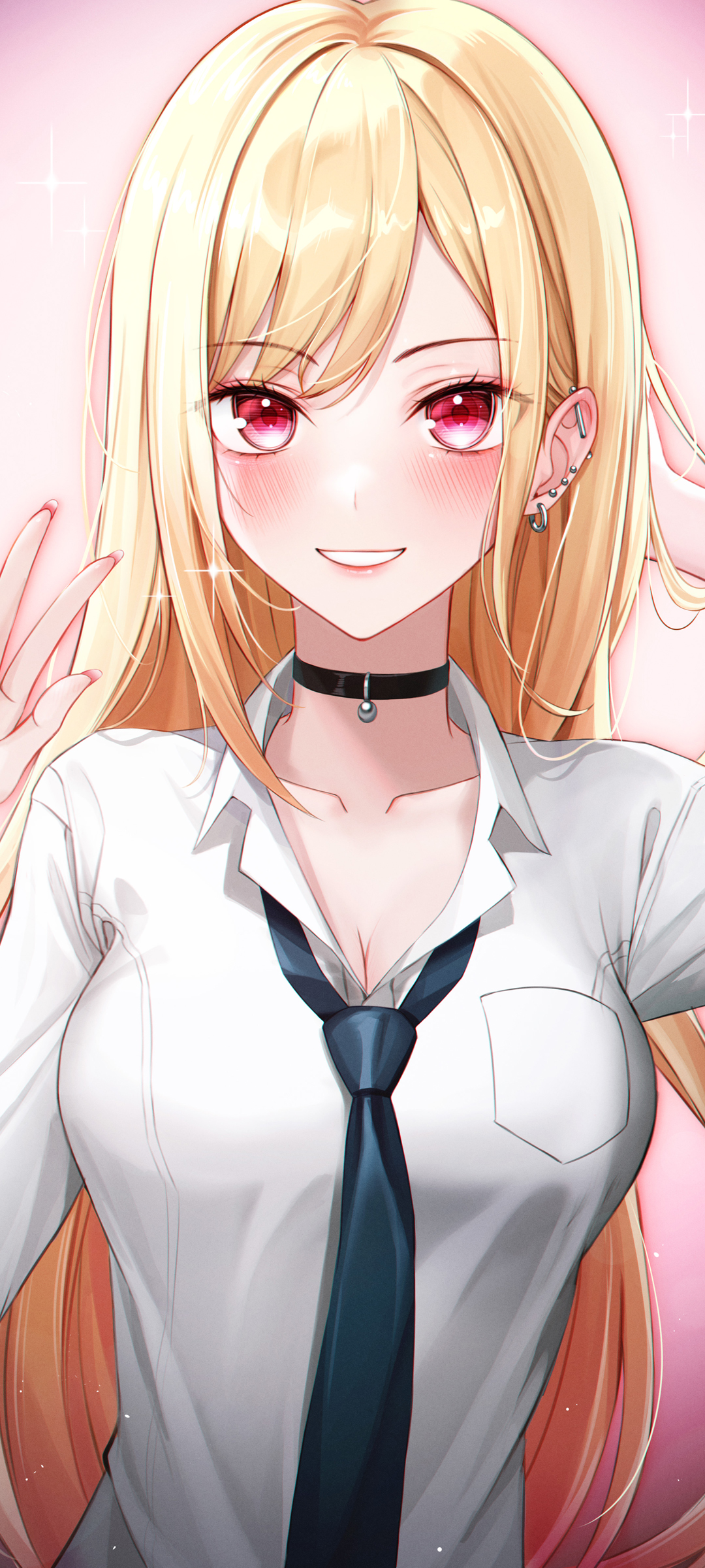 红色眼睛 白色衬衫 动漫美女高清手机壁纸