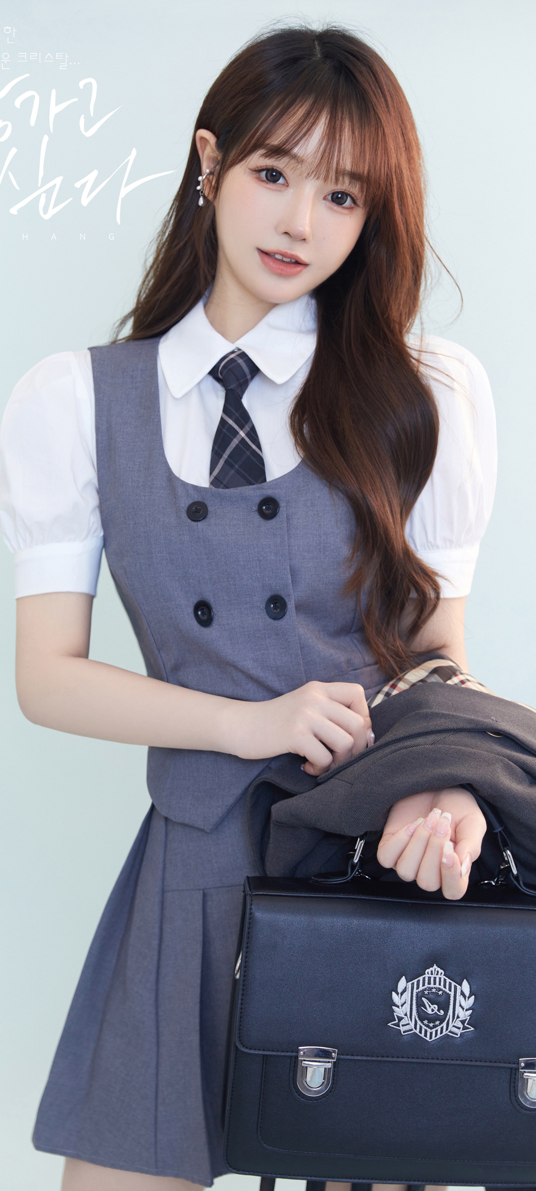 可爱好看女学生 领带 百褶裙美女高清手机壁纸