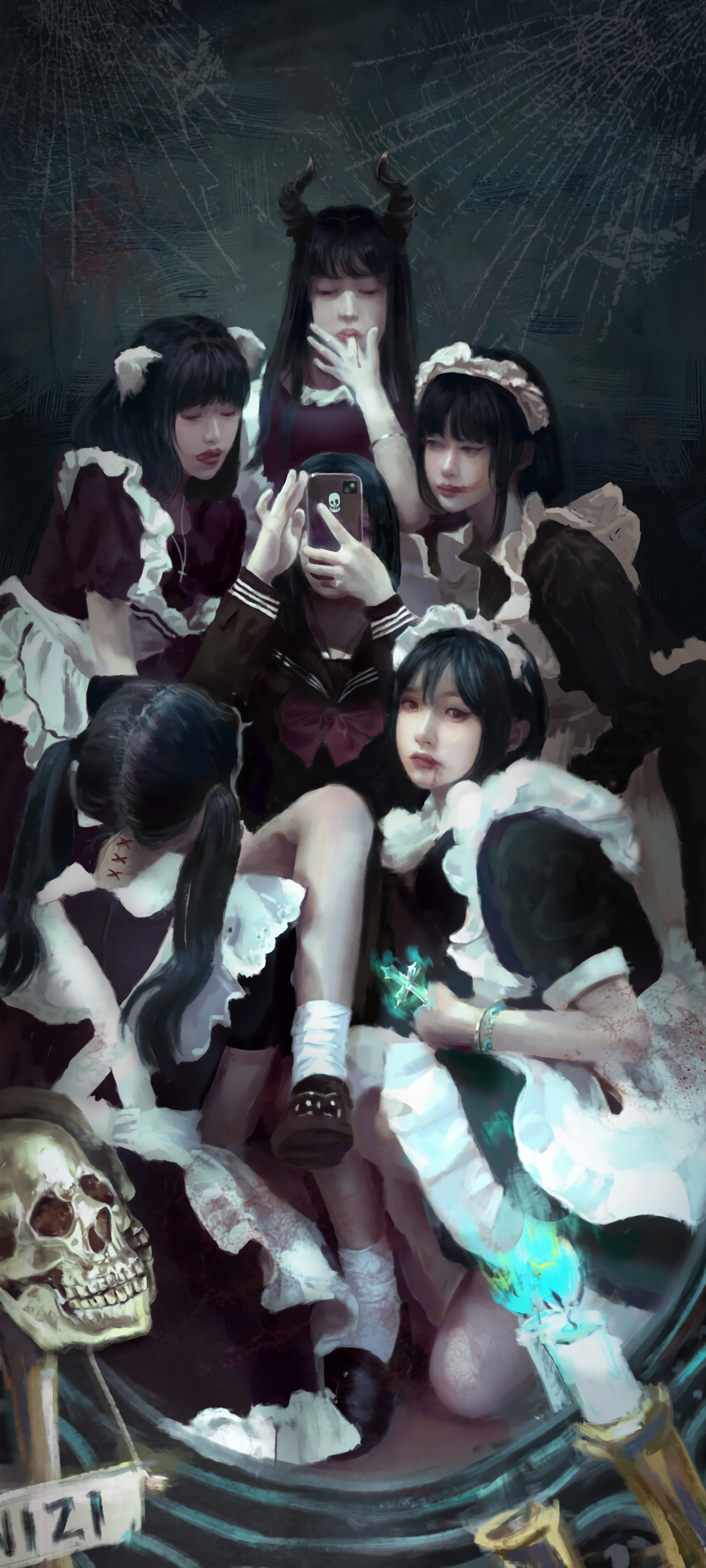 六个女仆 骷髅头 动漫全屏高清手机壁纸