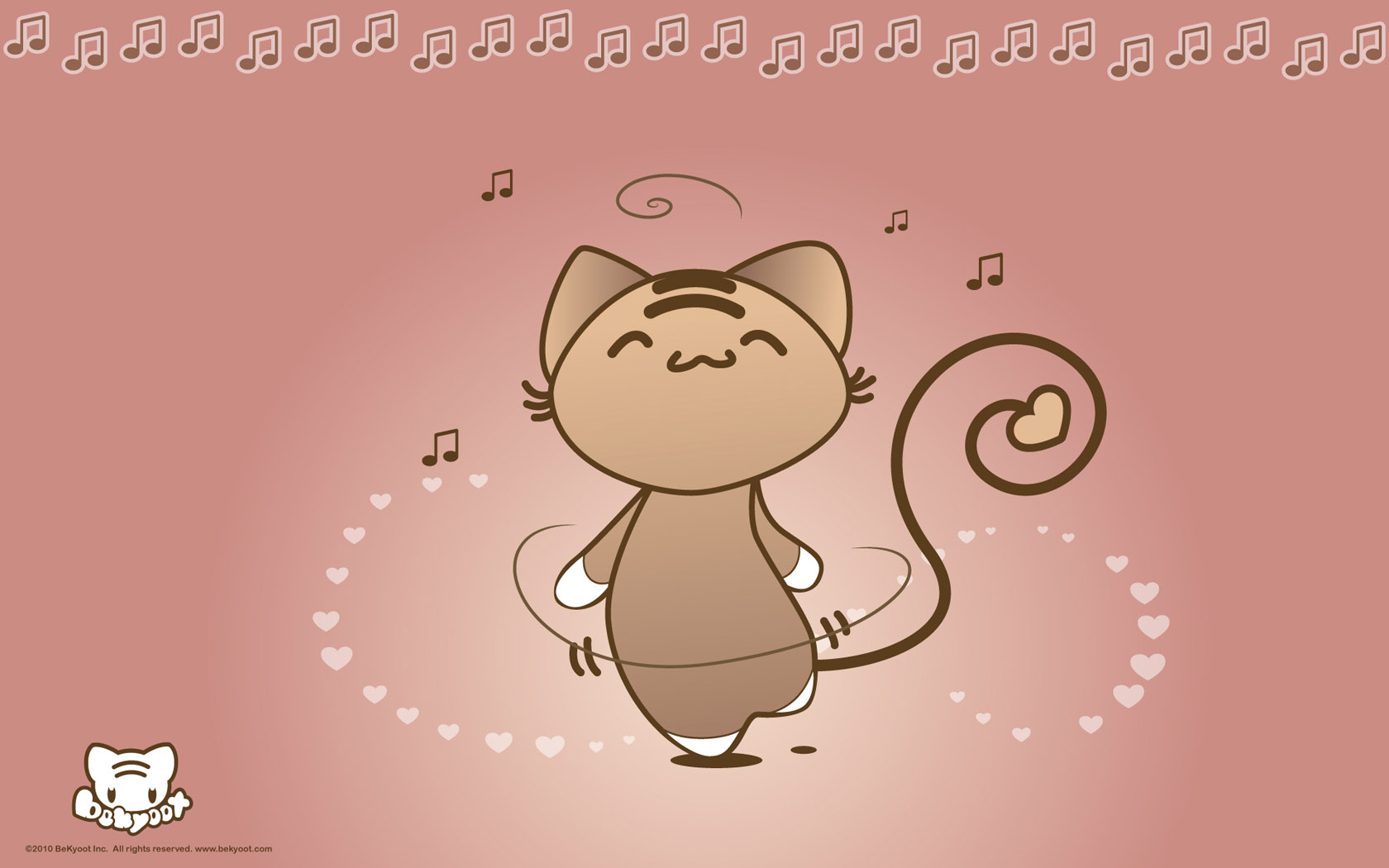 小猫听音乐桌面高清壁纸