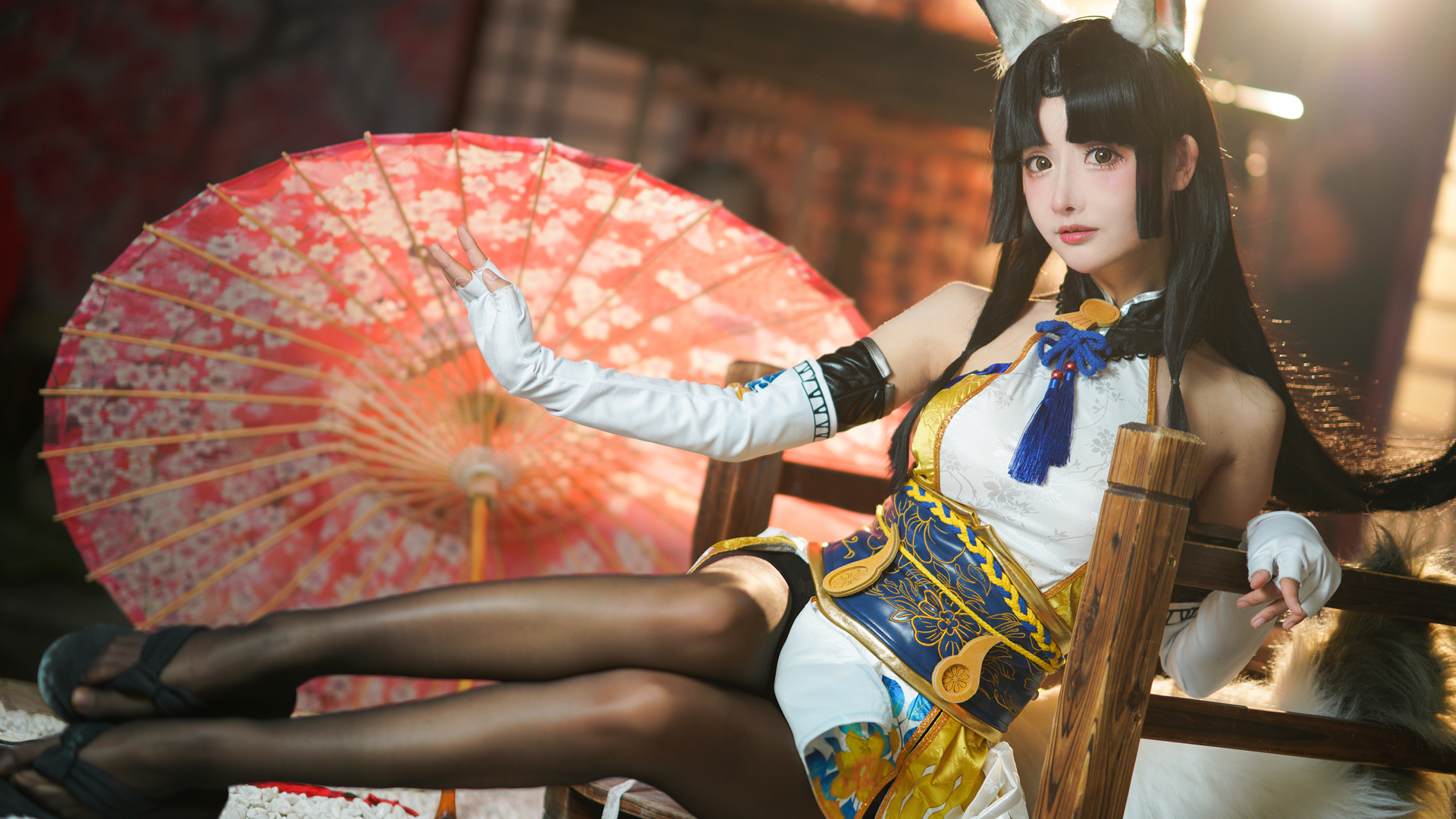 cos美女 油伞 耳朵 cosplay美女高清壁纸