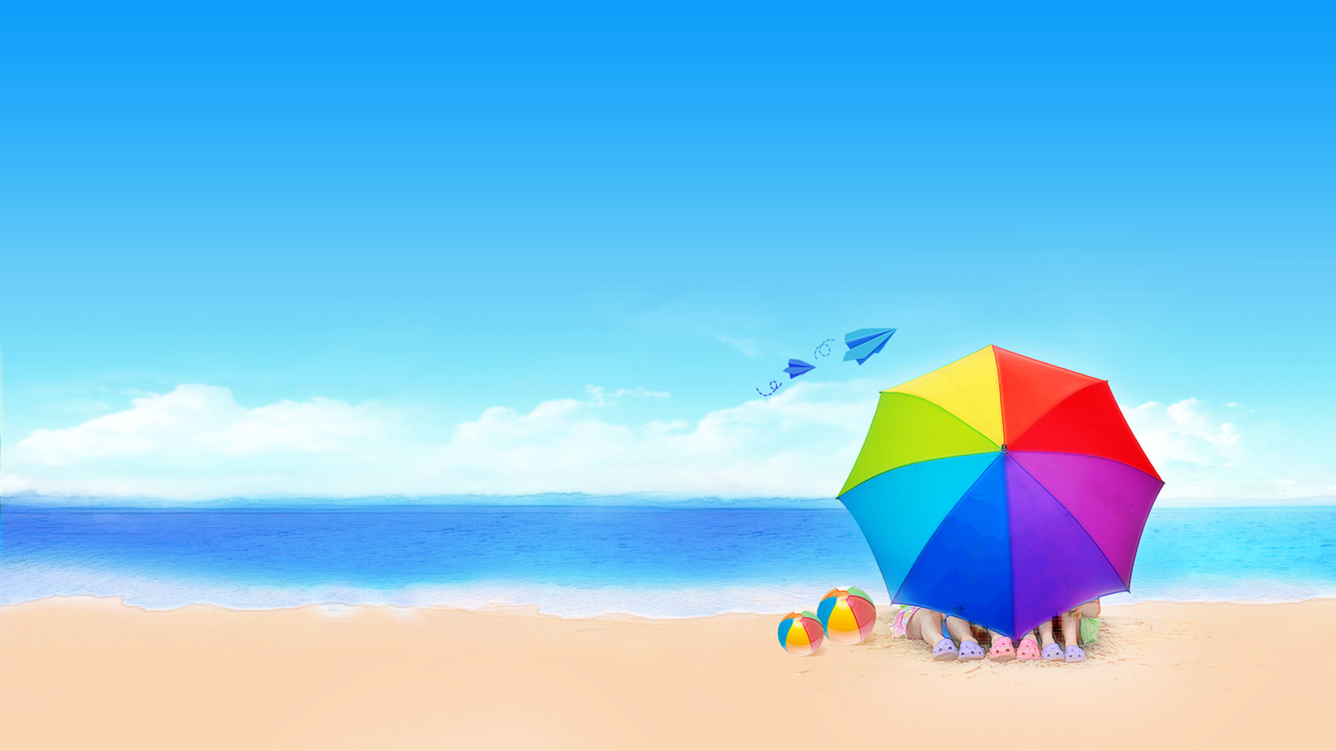 夏日海滩清爽桌面高清壁纸