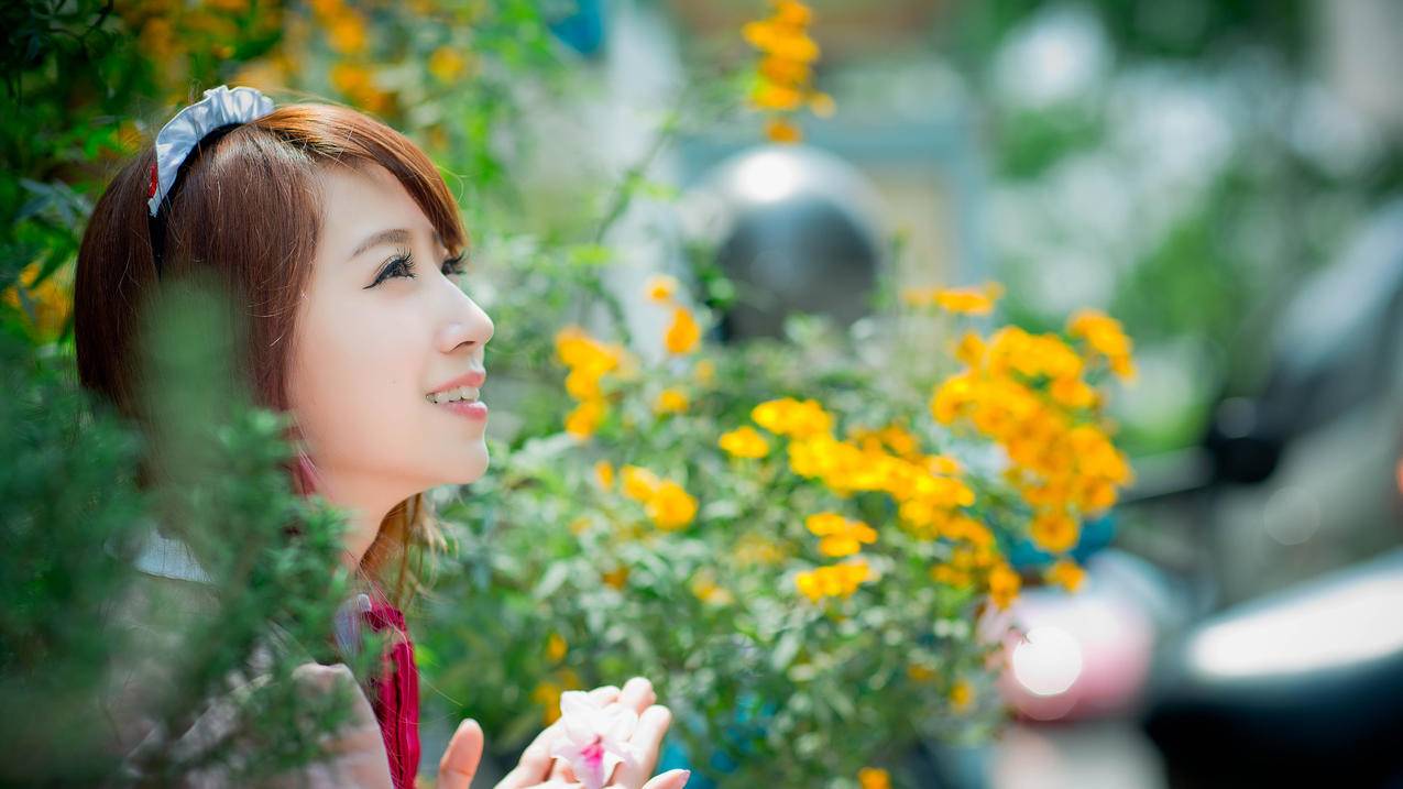 东方美女花美女4k高清壁纸