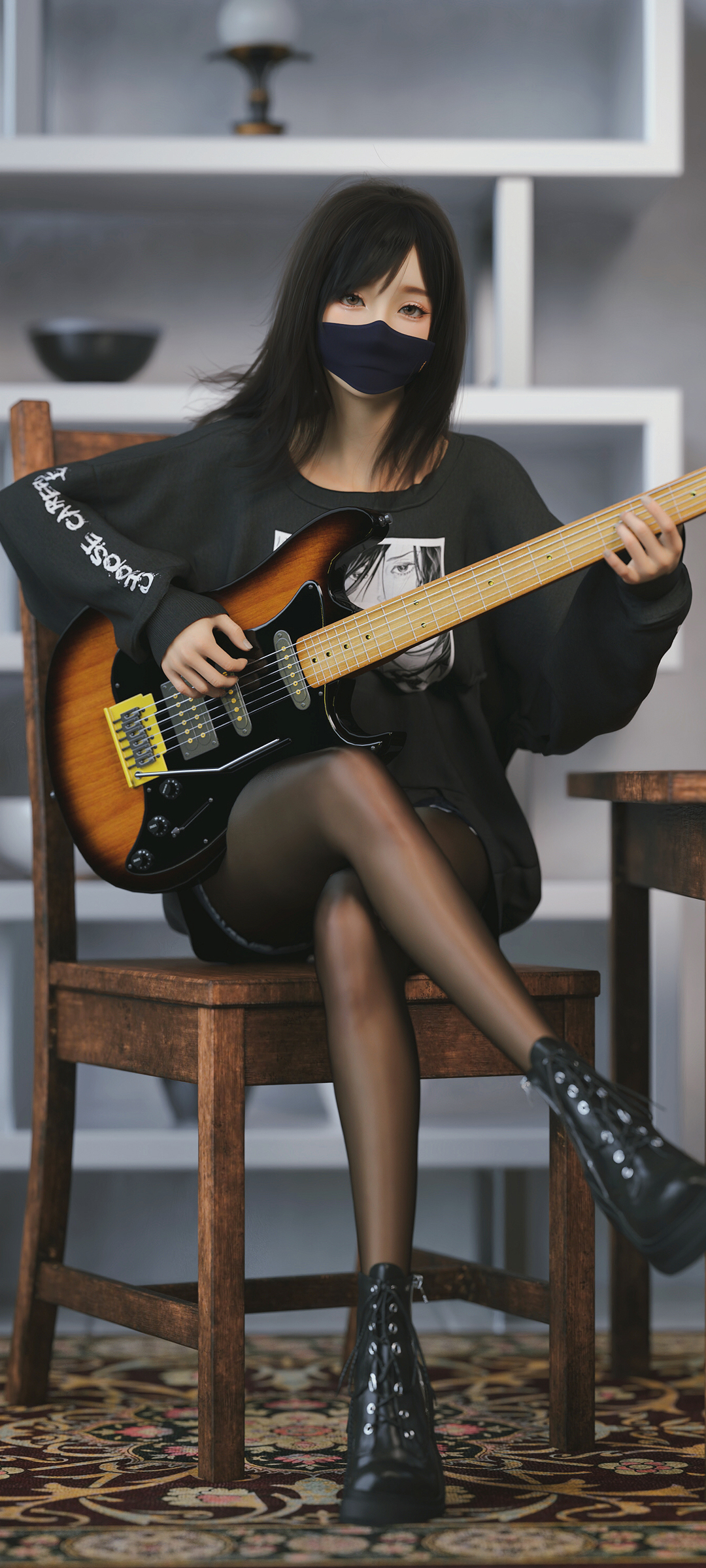 美女吉他 高清手机壁纸