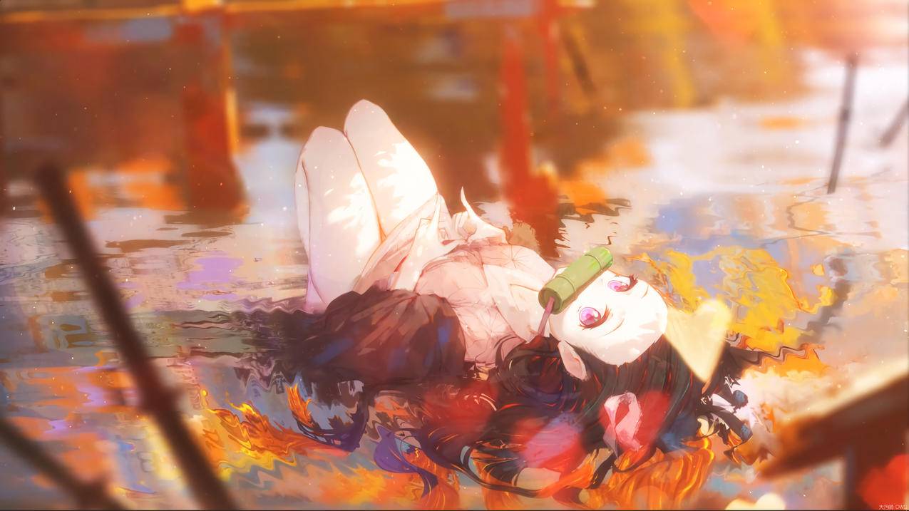 鬼灭之刃豆子 灶门祢豆子仰卧4k动漫高清壁纸3840x2160