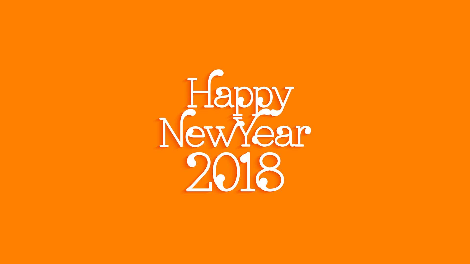 橙色底白色2018年艺术字高清壁纸