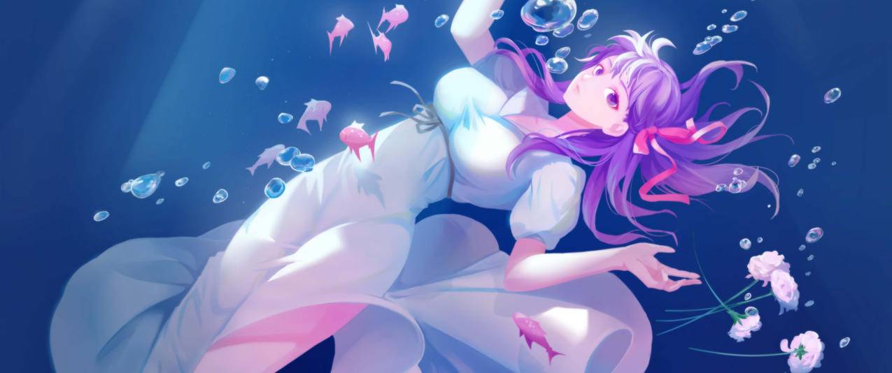 唯美水下女孩fatestaynighthf动漫带鱼屏高清壁纸