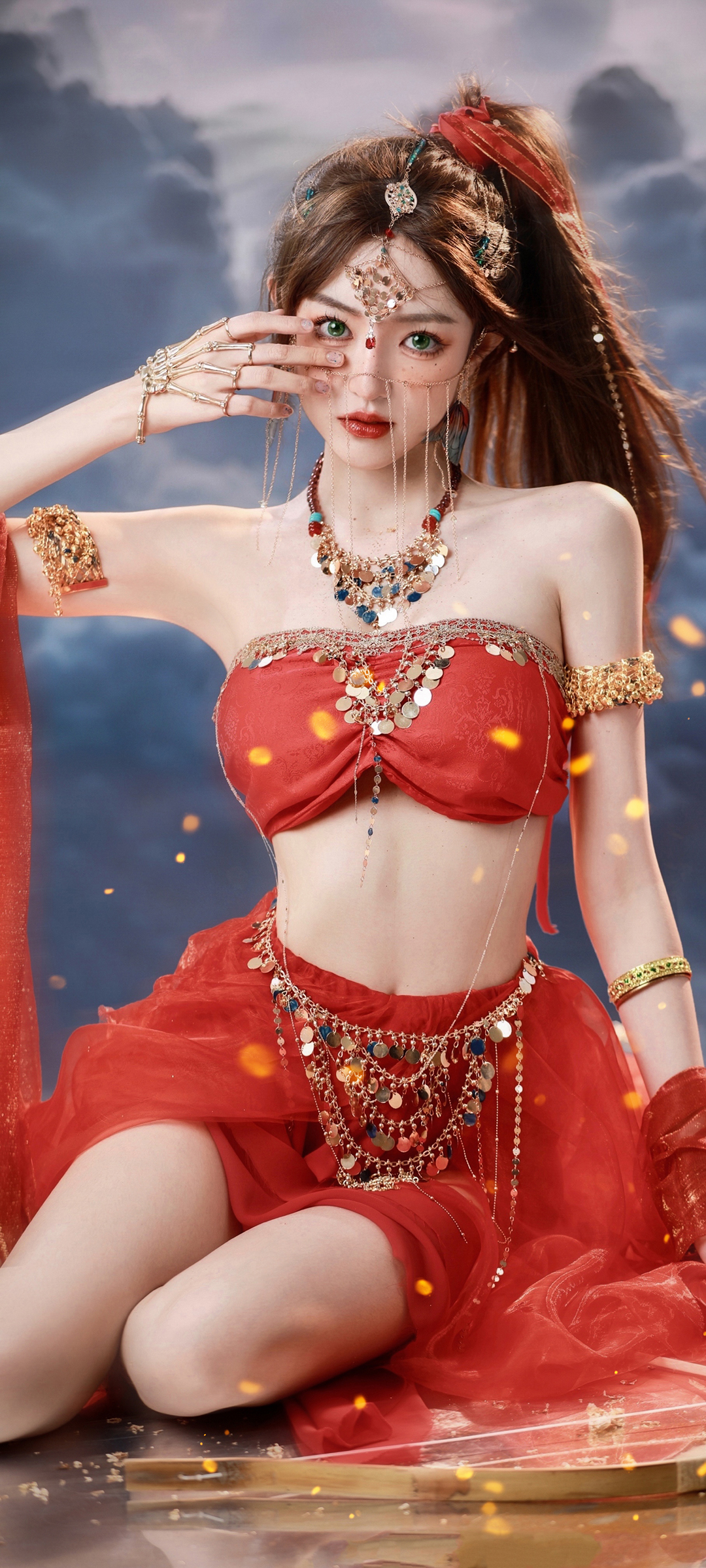 cosplay鬼刀 美女 红色裙子 饰品 美女高清手机壁纸