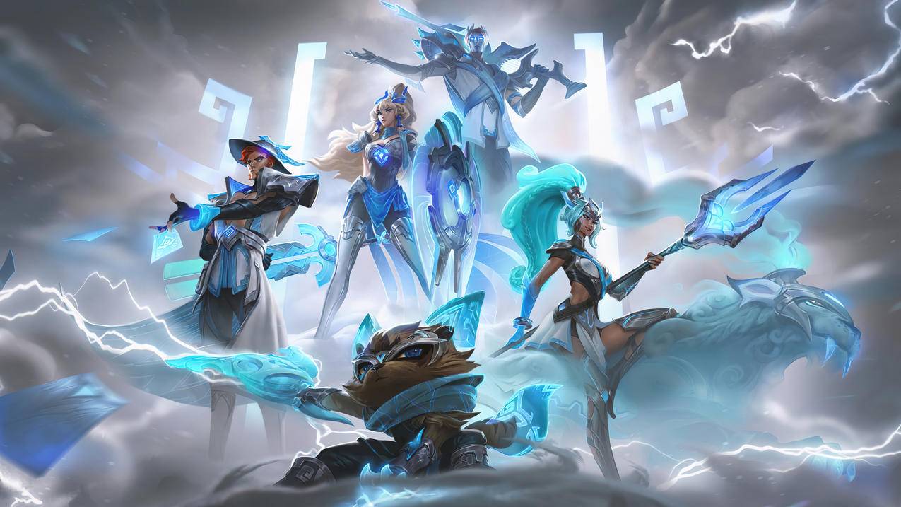 LOL英雄联盟damwon gaming 冠军皮肤 卡牌 凯南 蕾欧娜 奈德丽 烬4k高清壁纸