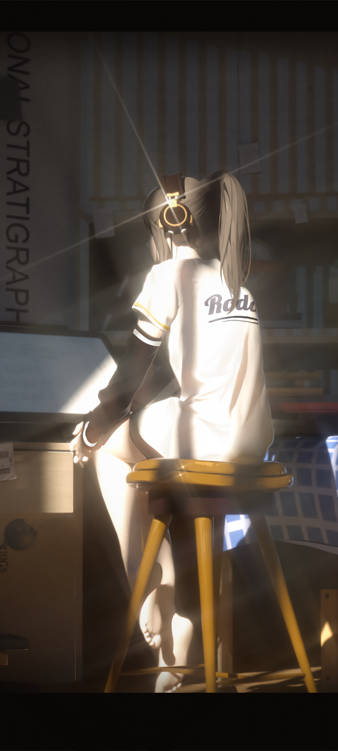 坐在凳子上的女孩动漫高清手机壁纸
