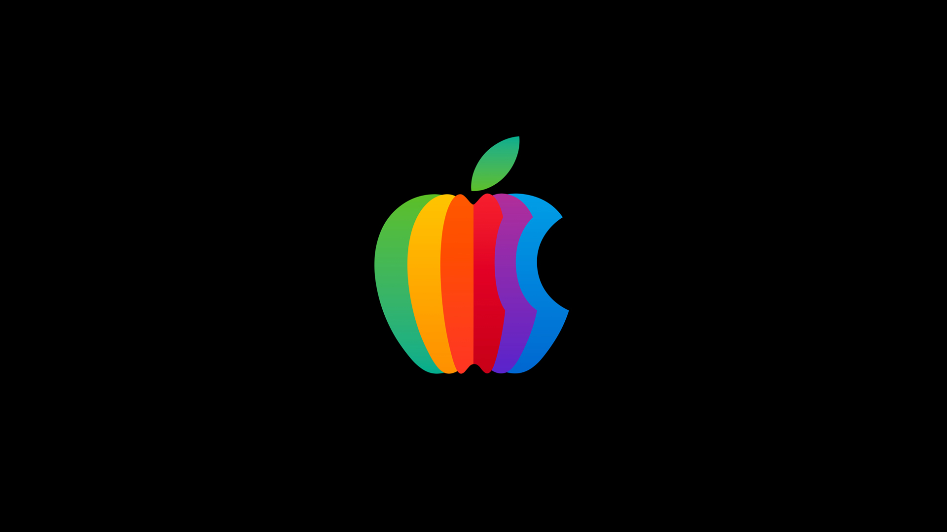 简约 苹果Apple彩色Logo 黑色背景 精选高清壁纸