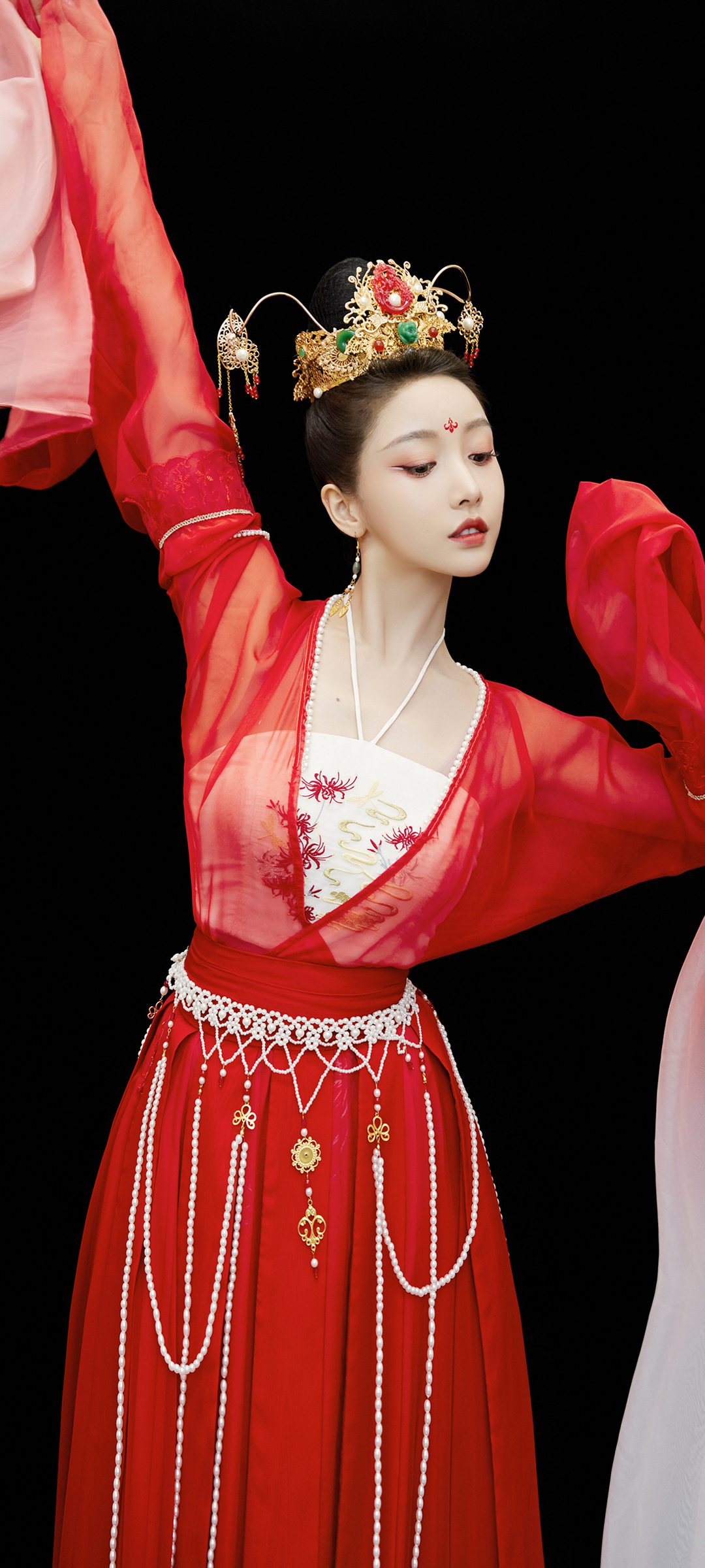 中国风 美女 红色古装裙子 全屏高清手机壁纸