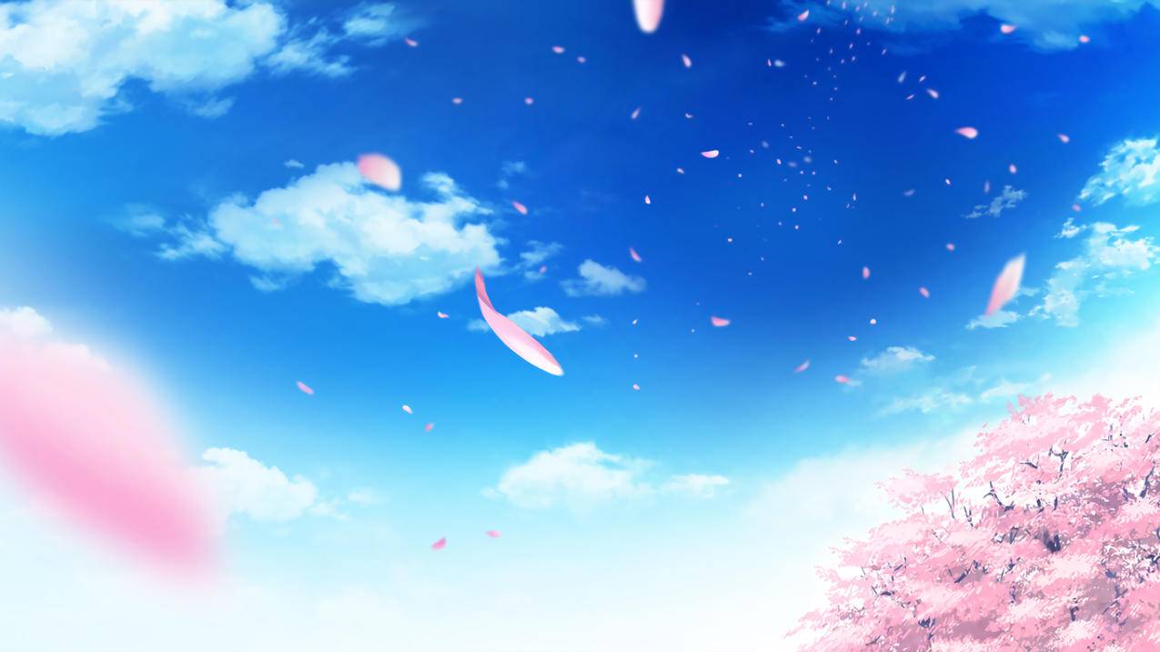 天空云唯美花瓣 4K动漫风景高清壁纸