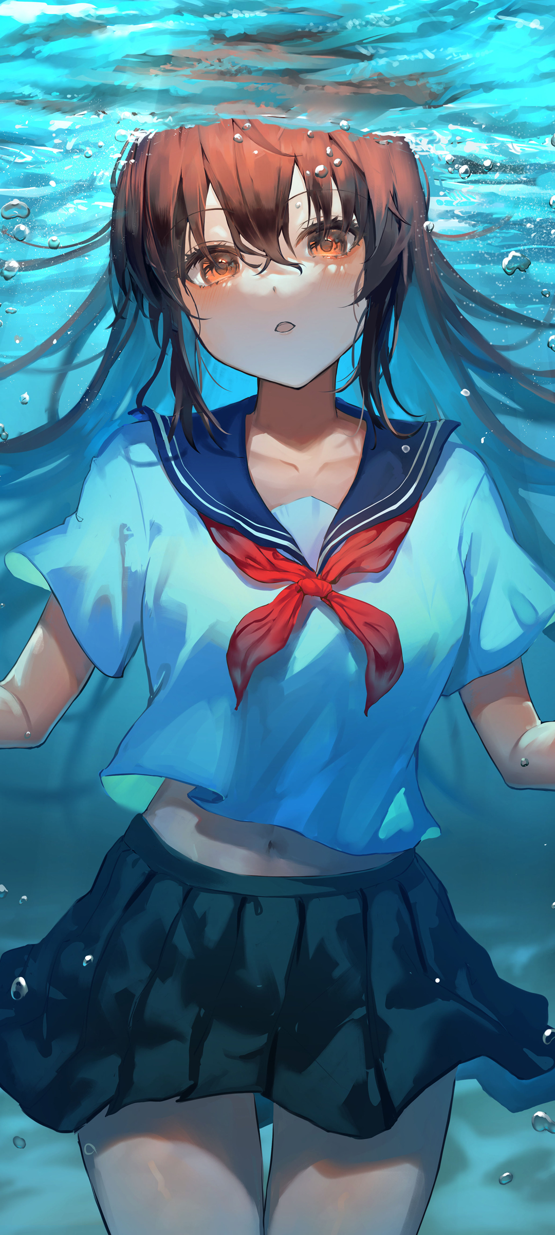 水下 初音未来 水手服 精选高清手机壁纸