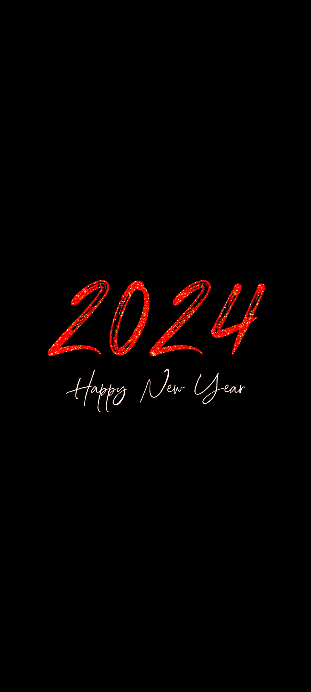 2024新年快乐 红色2024个性字体高清手机壁纸