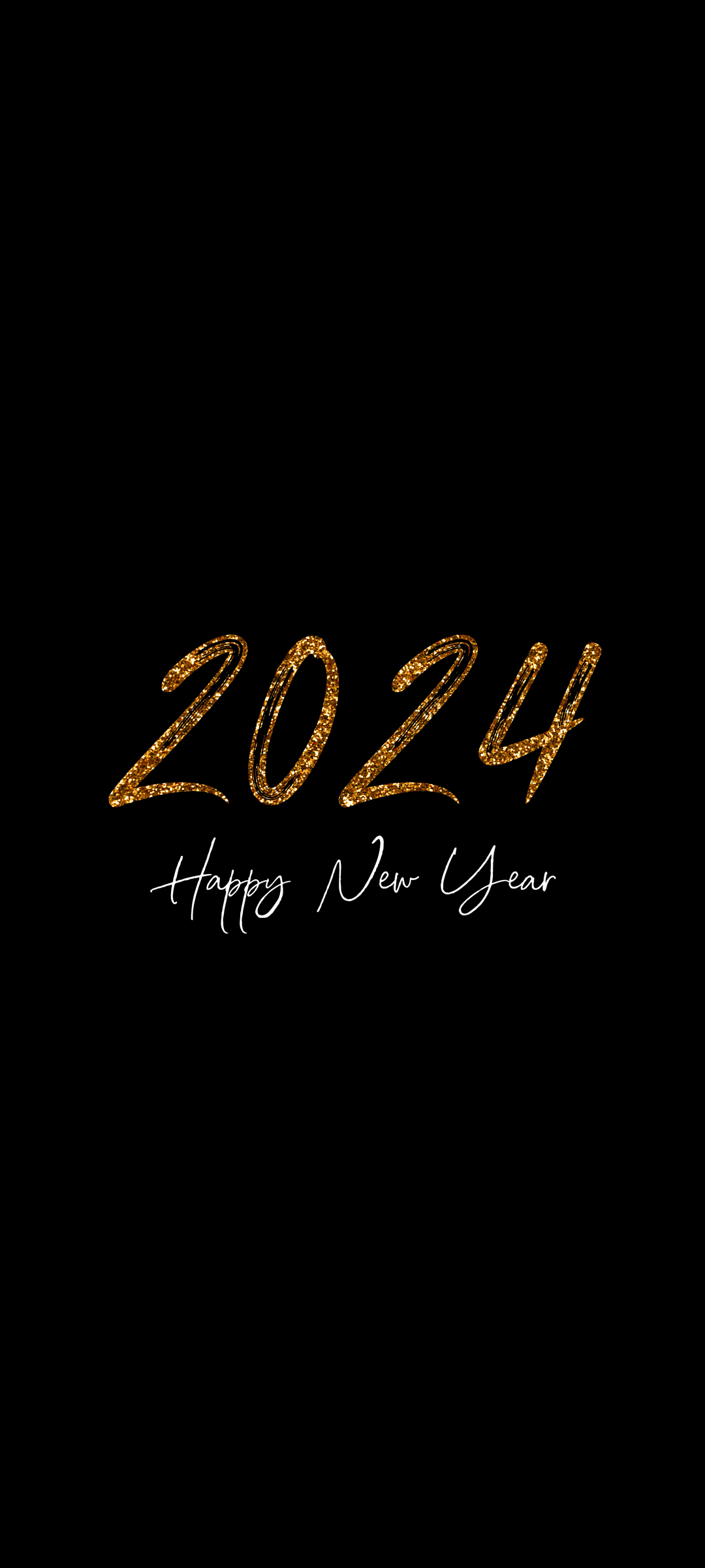 金色2024个性字体 新年快乐高清手机壁纸图片