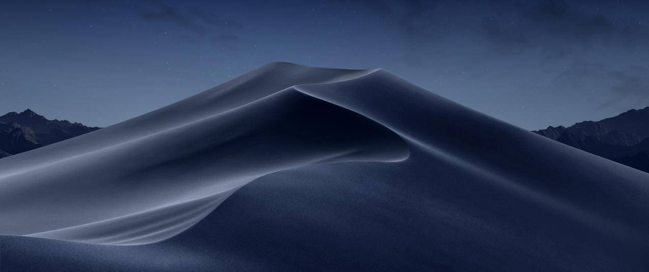 苹果MacOSMojave莫哈韦沙漠夜间风景带鱼屏高清壁纸