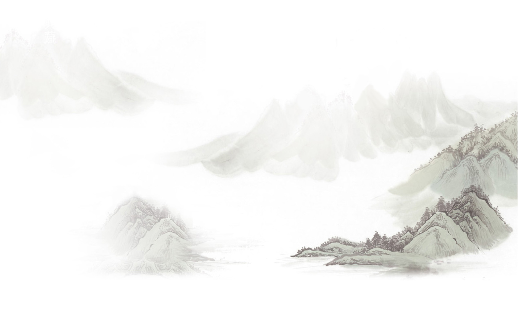 中国风水墨画山峰高清壁纸