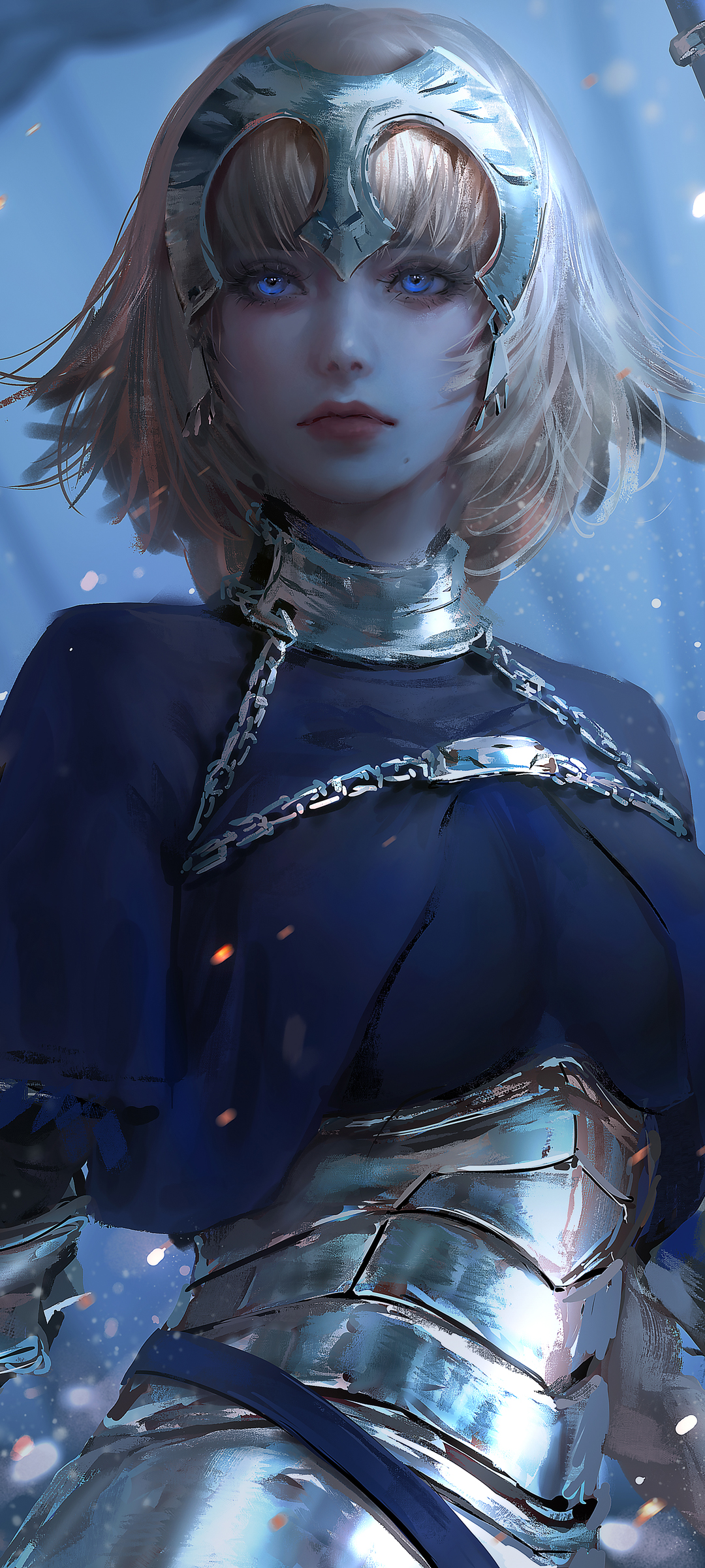 蓝色眼睛 美女 战士 厚涂 高清手机壁纸