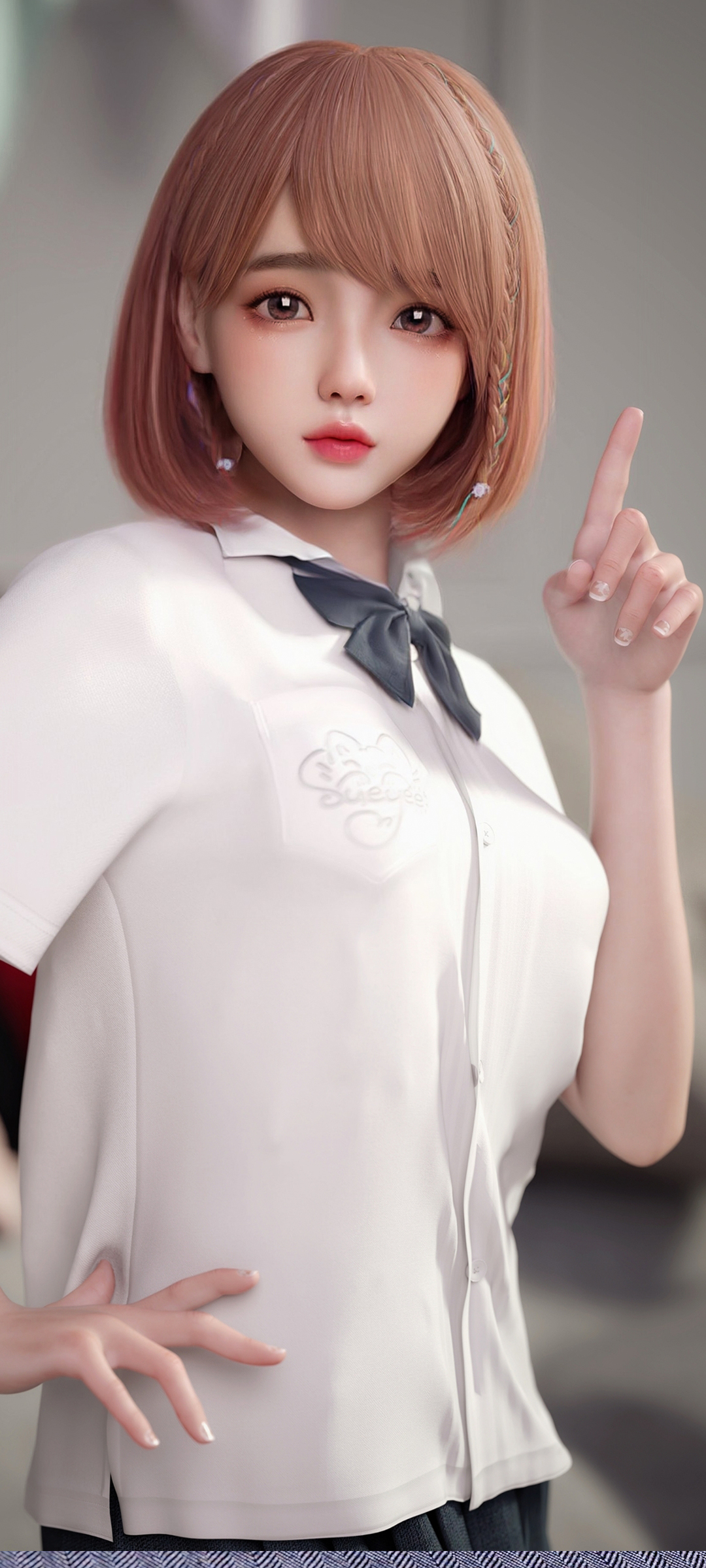 短发女孩萝莉白色衣服精选高清手机壁纸