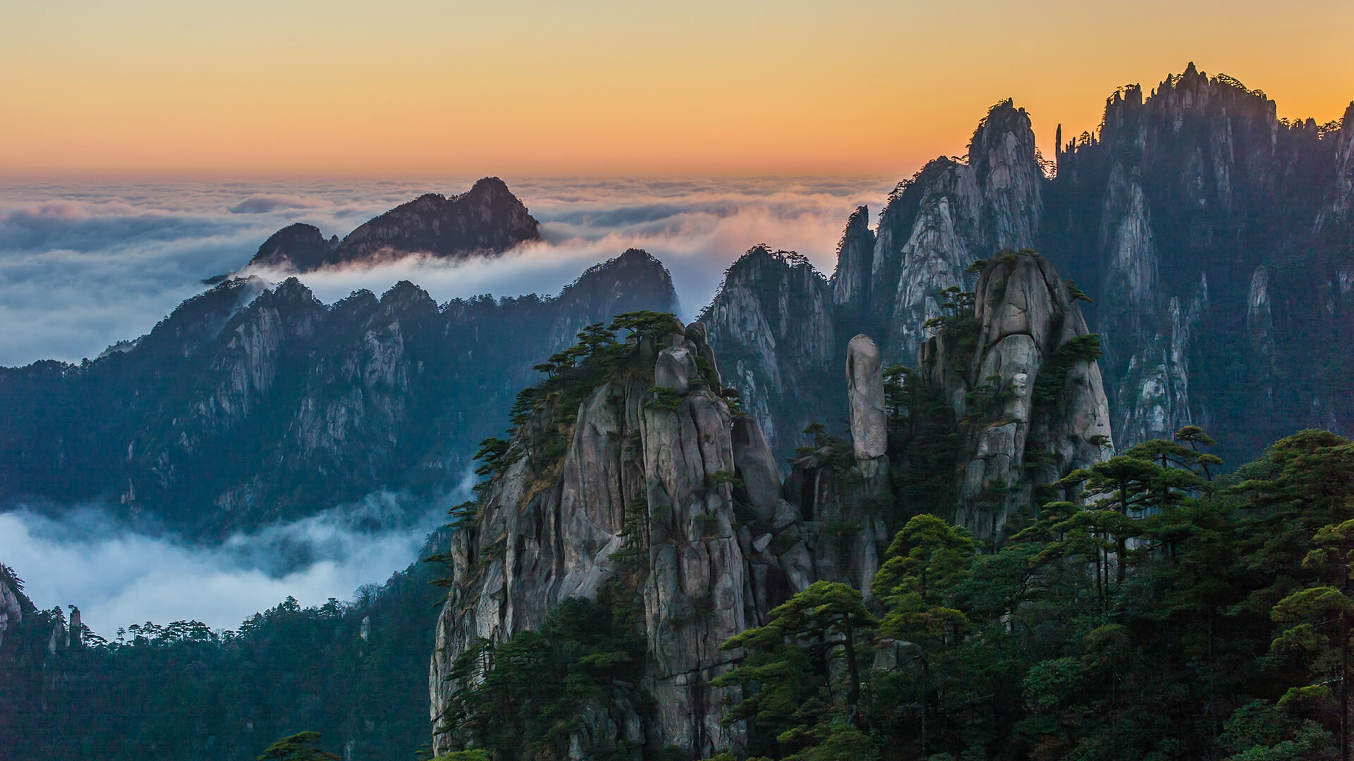 黄山 日出 风景 高清壁纸