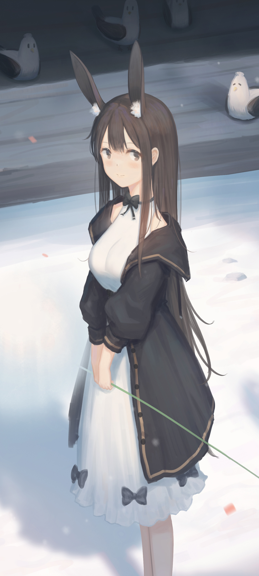 雪中的庭院 女孩子 兽耳 鸟儿 精选动漫高清手机壁纸