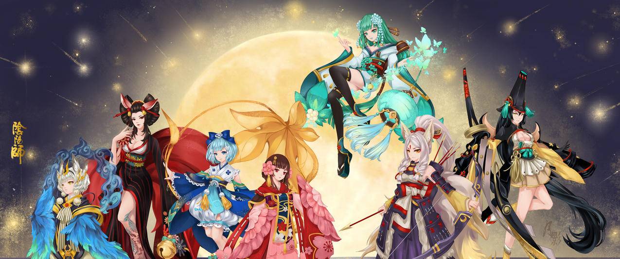 阴阳师手游微群像插画同人带鱼屏高清壁纸