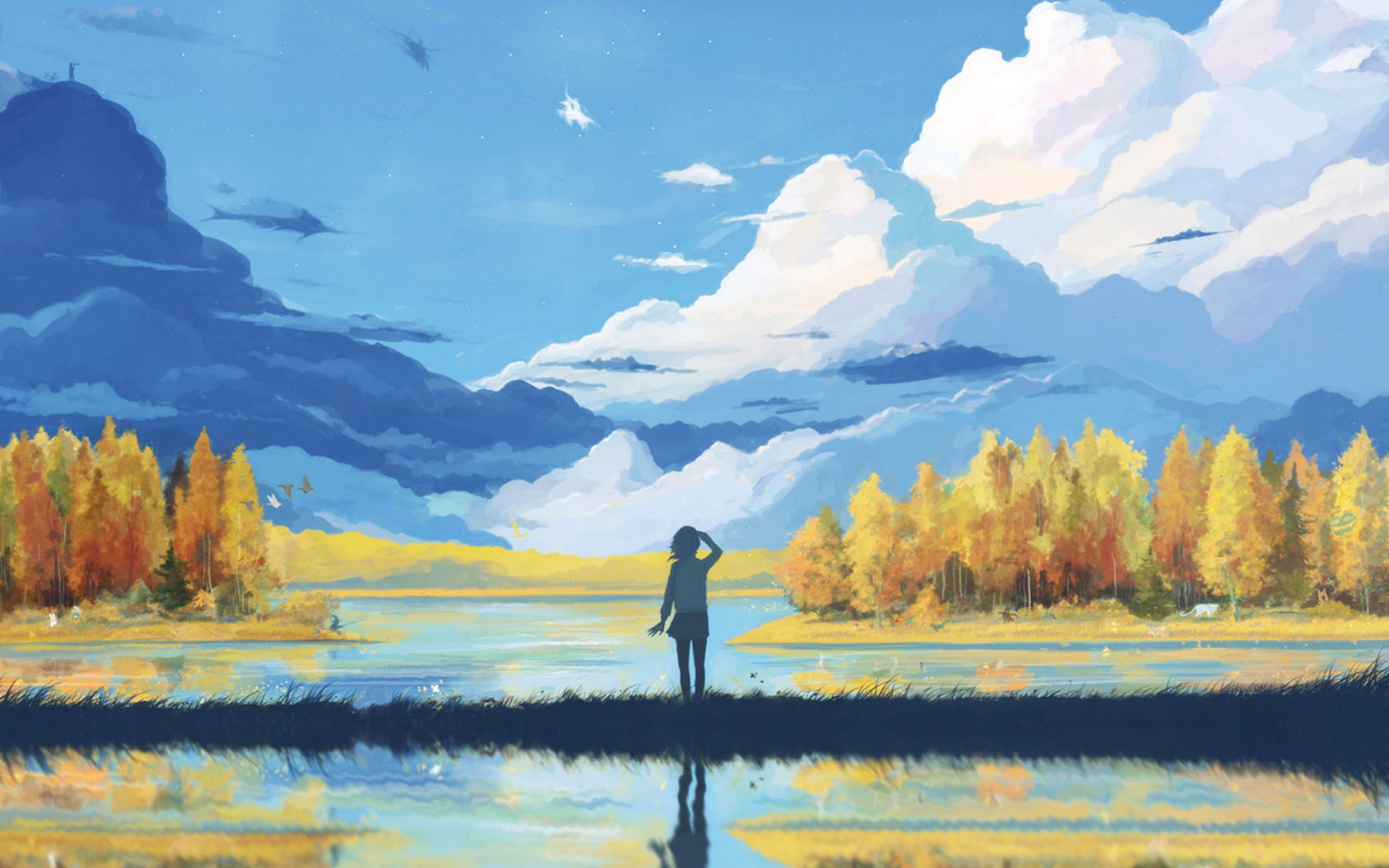 遥望远方的少女桌面高清壁纸