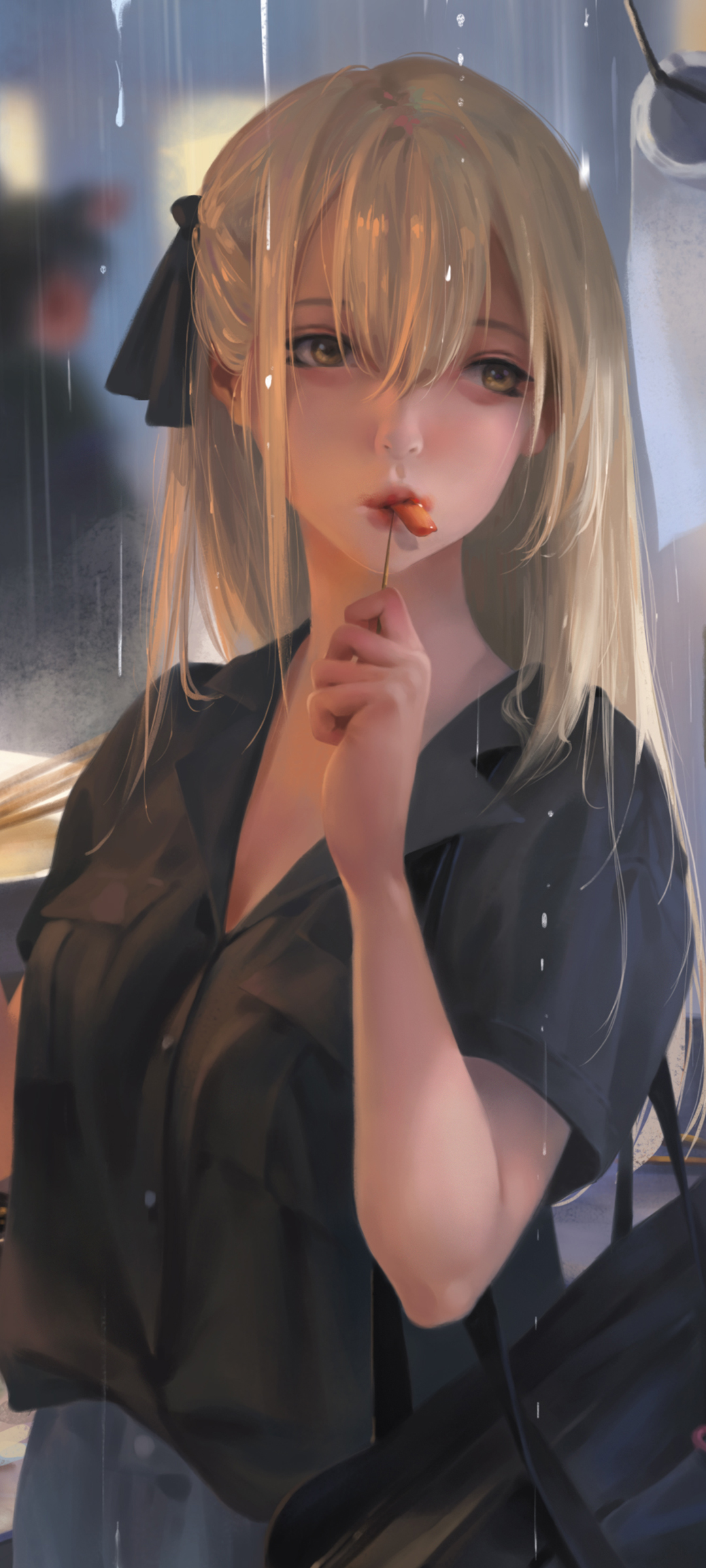 街边美食 可爱吃货女孩动漫高清手机壁纸