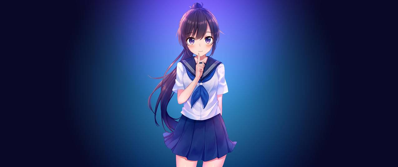 Secret可爱水手服动漫女生带鱼屏高清壁纸