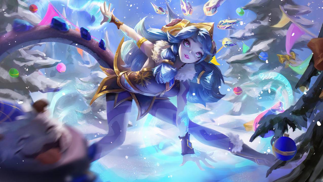 LOL万花通灵 冬季仙灵 同人 妮蔻 英雄联盟4k高清壁纸