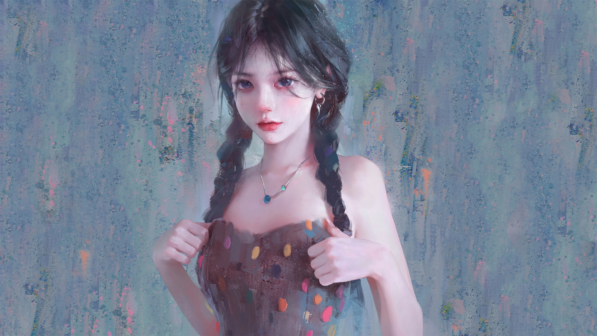2k 可爱 女生 双马尾辫 项链 动漫 电脑 精选 高清壁纸