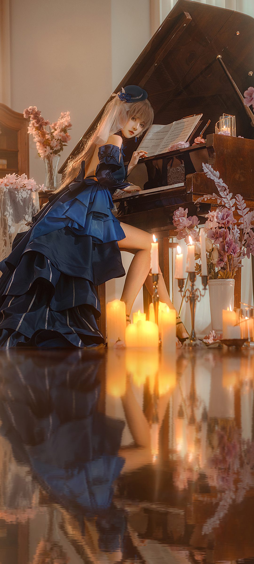 cos 美女 吉他 蜡烛 高清手机 桌面 壁纸